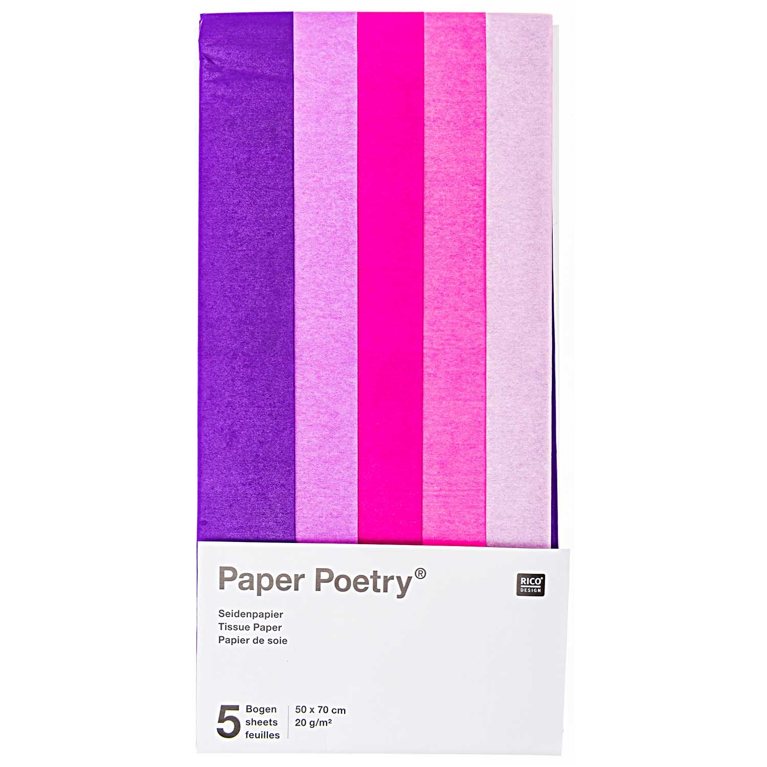 Seidenpapier Lila / Pink Mix, 5 Bögen