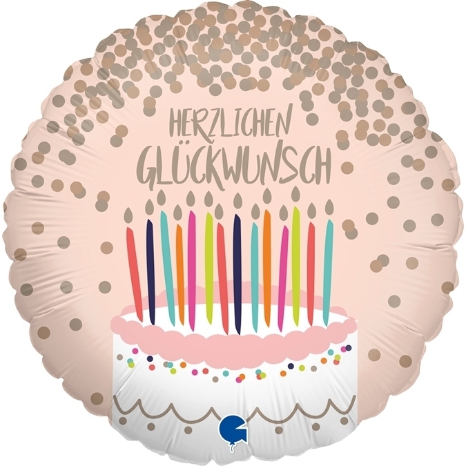 Folienballon "Herzlichen Glückwunsch" Torte 46cm