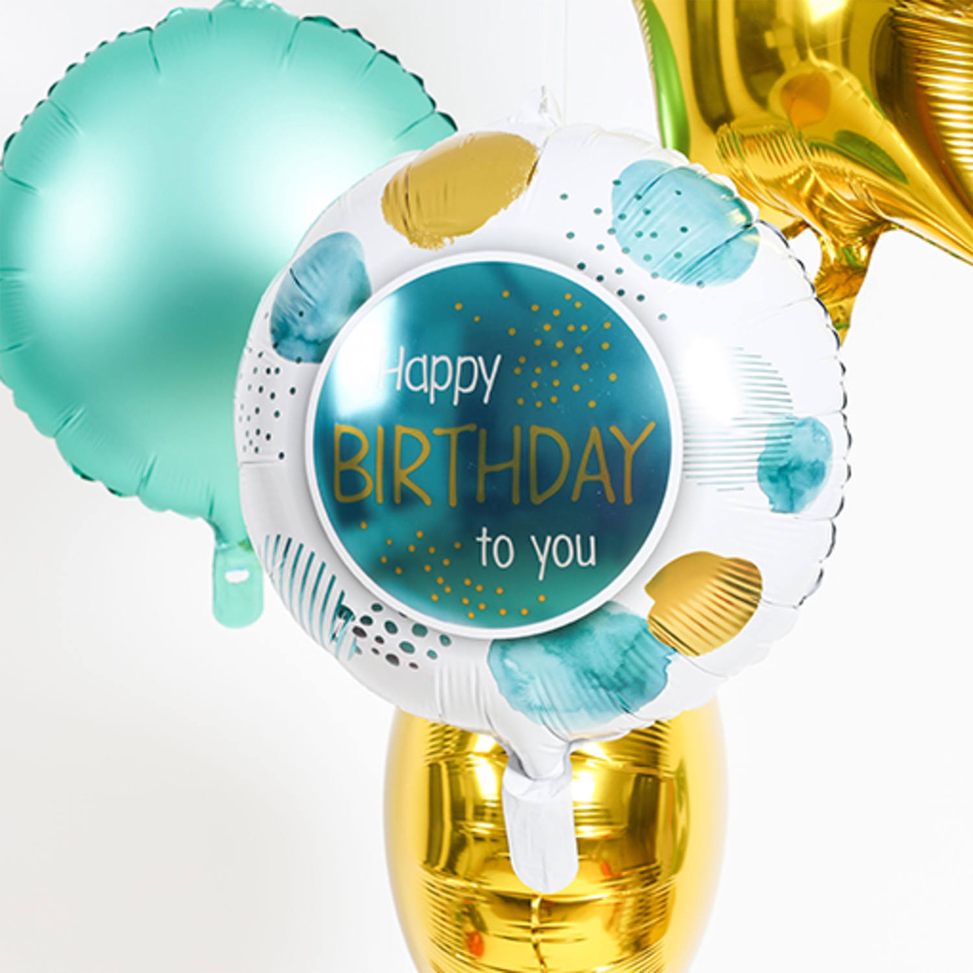 Folienballon "Birthday" Teal Gold 45 cm