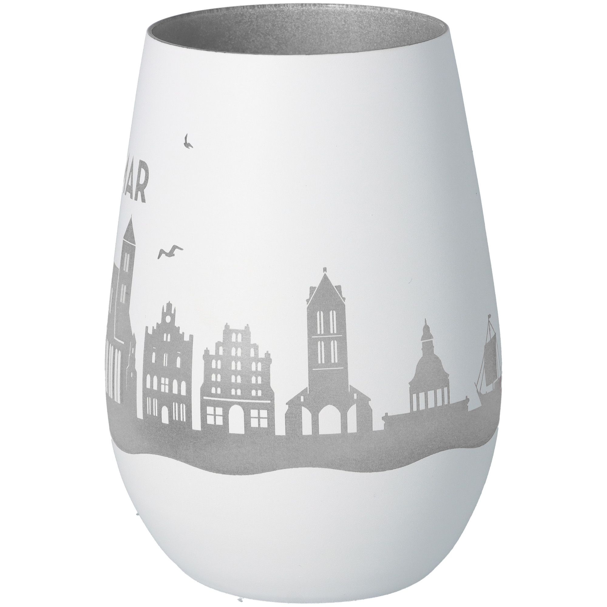 Windlicht Skyline Wismar Weiß/Silber Windlicht Skyline Wismar Weiß/Silber