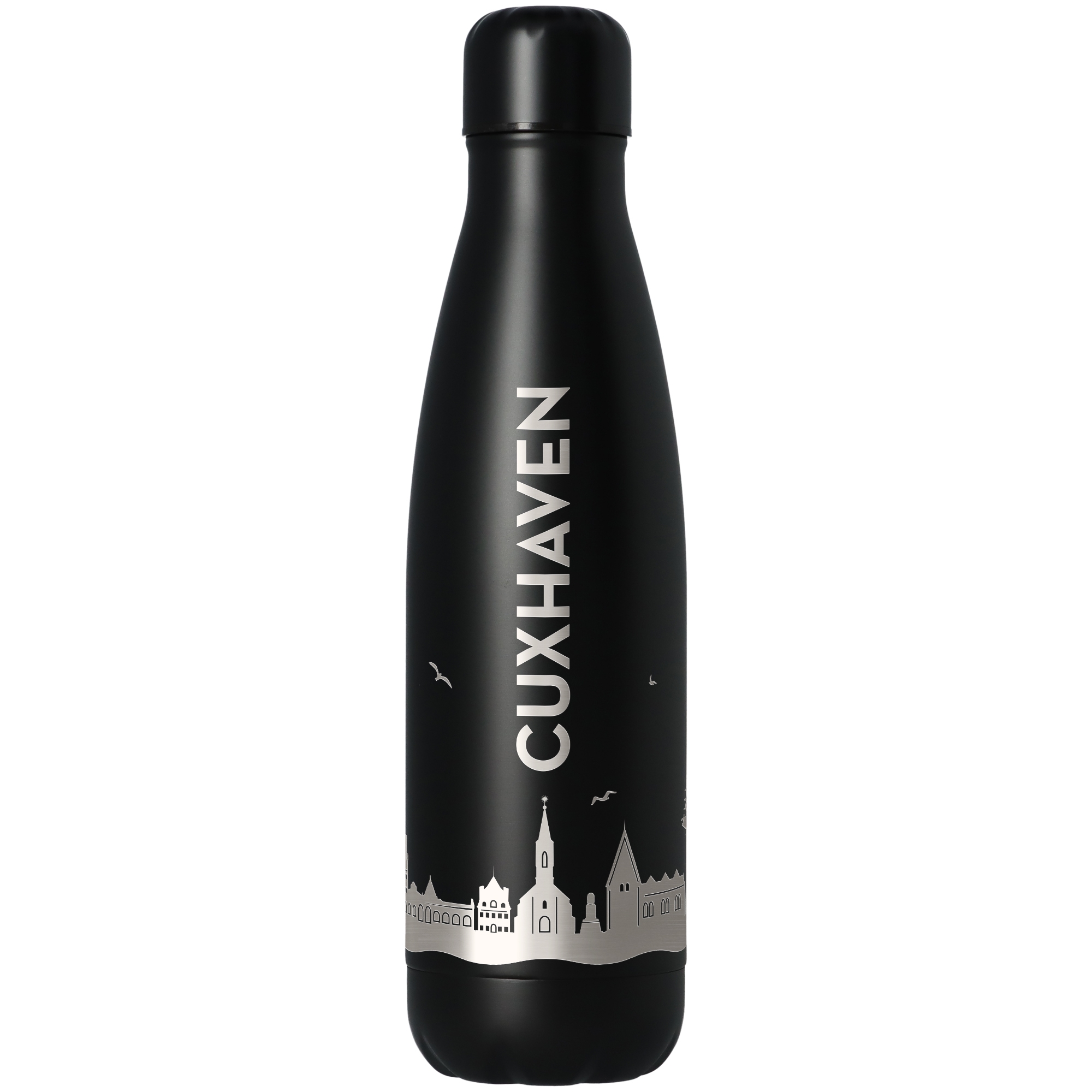 9da2026b7f8af353dddc1c28d5312e5dcfbcc092 Trinkflasche Skyline Cuxhaven Schwarz 500ml