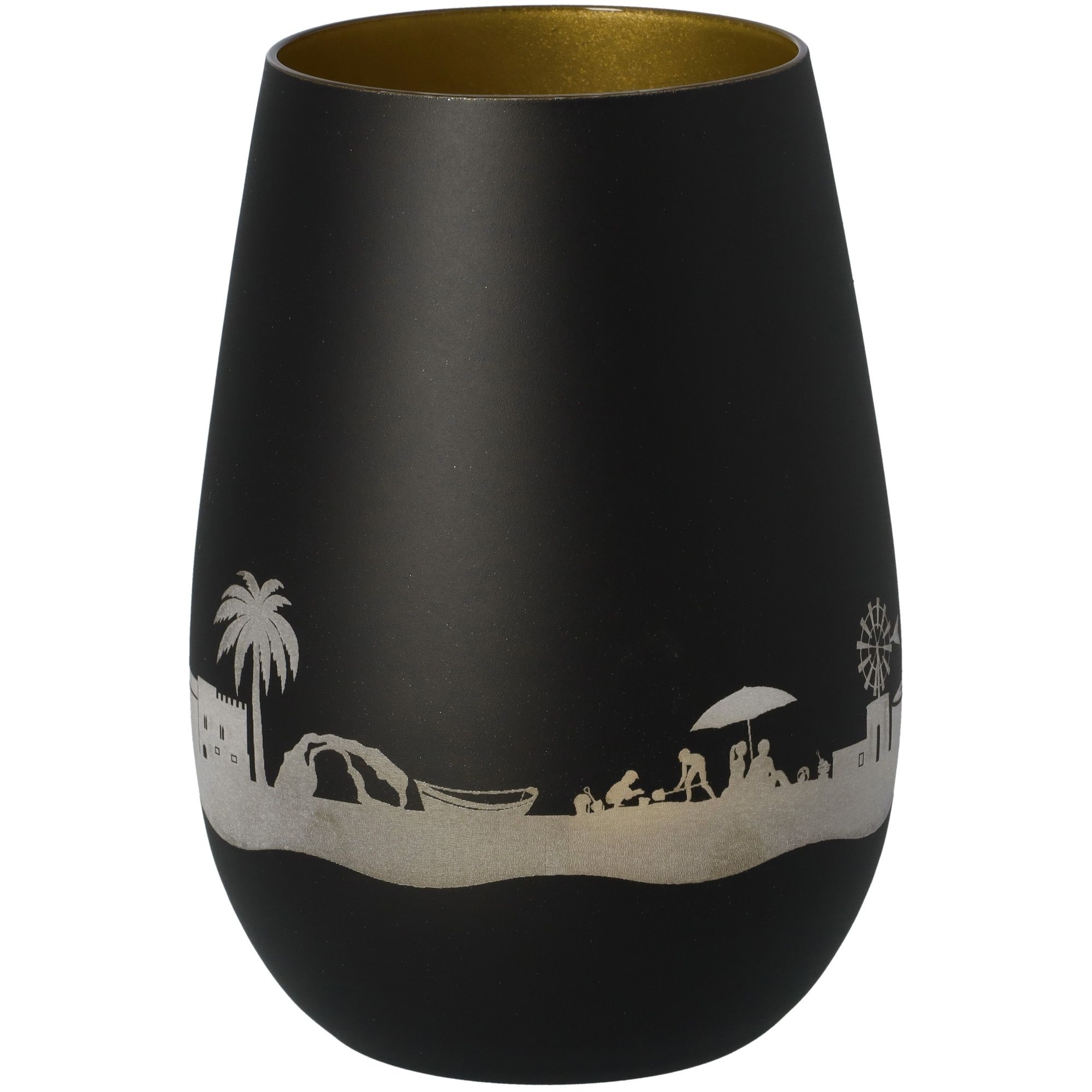 Windlicht Skyline Mallorca Schwarz/Gold Töpferei, Krug, Vase, Tasse