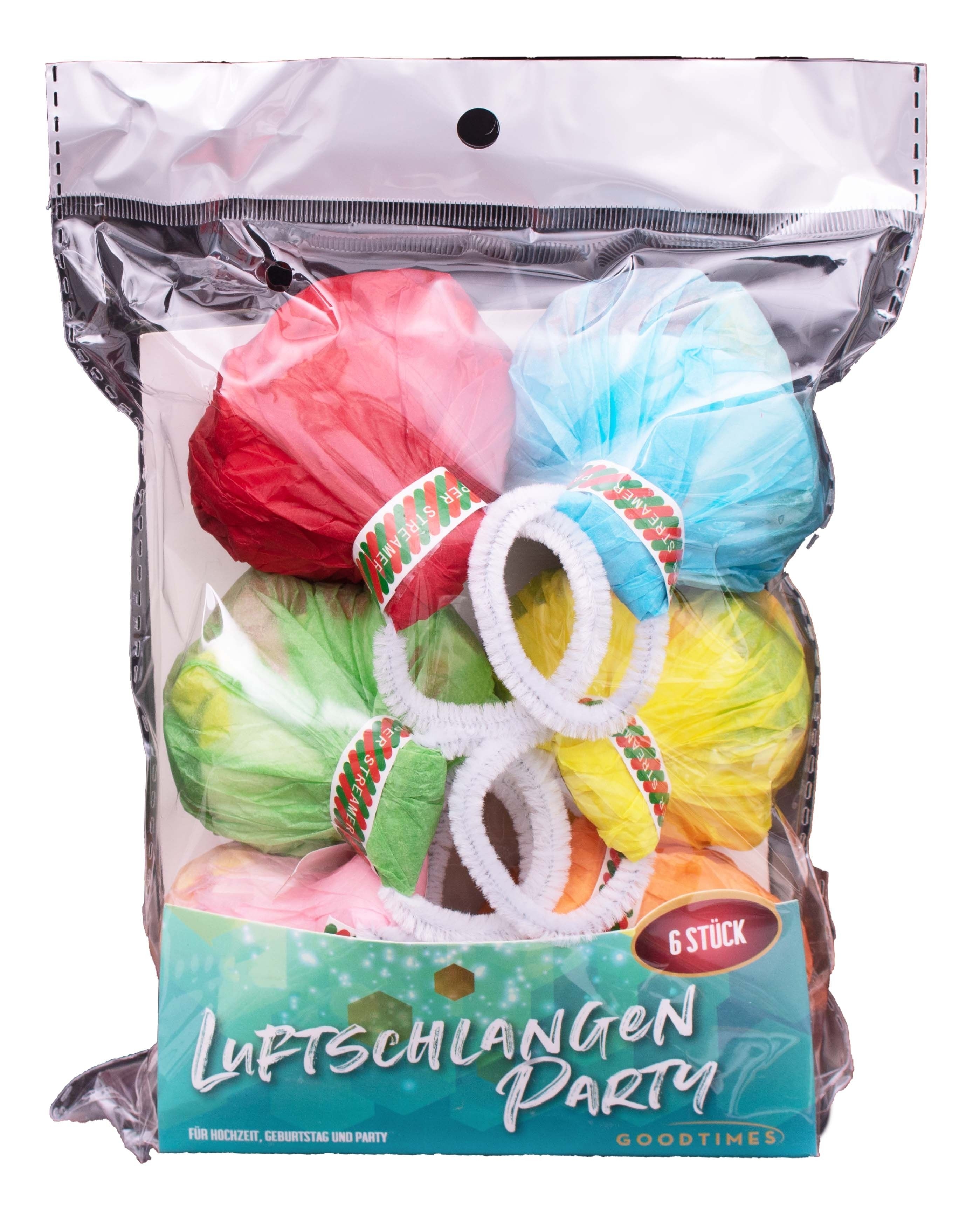 Wurfluftschlangen Bunt 6 Stück Wurfluftschlangen Bunt 6 Stück