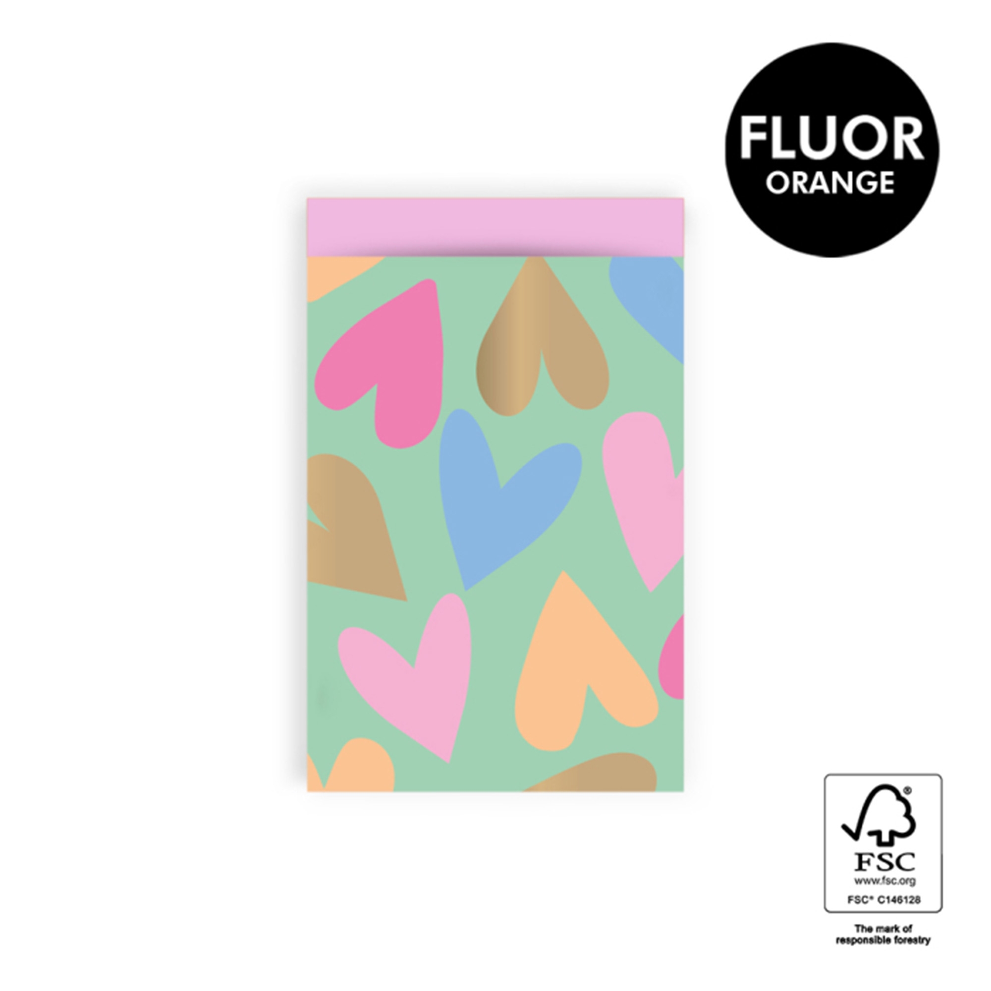 Geschenktüte "Große Herzen Mint - Pink", 12 x 19 cm Geschenktüte "Große Herzen Mint - Pink", 12 x 19 cm