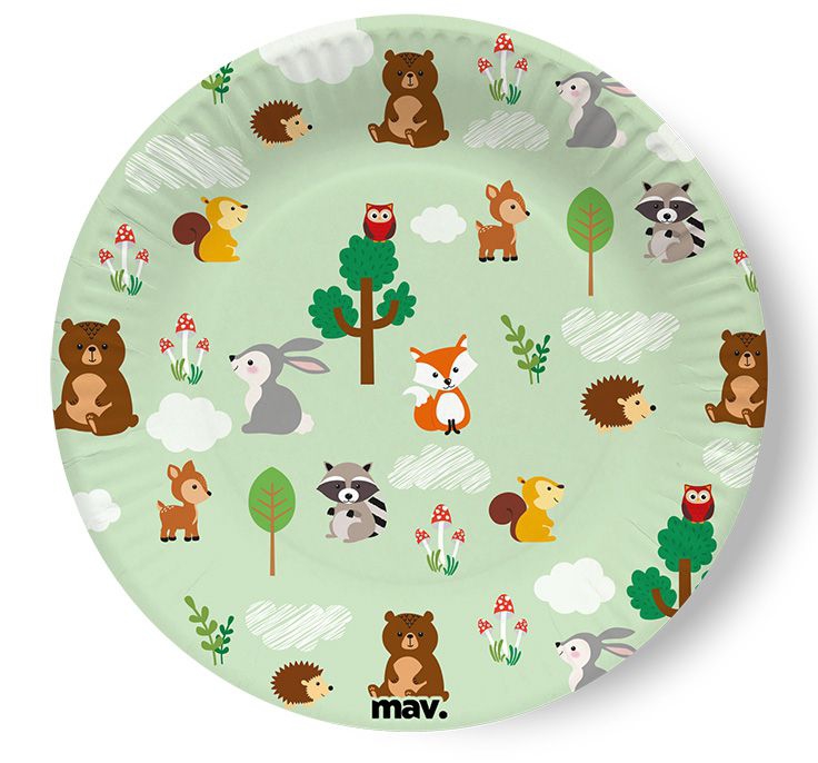 Pappteller "Happy Birthday" Waldtiere, 8 Stück Pappteller "Happy Birthday" Waldtiere, 8 Stück