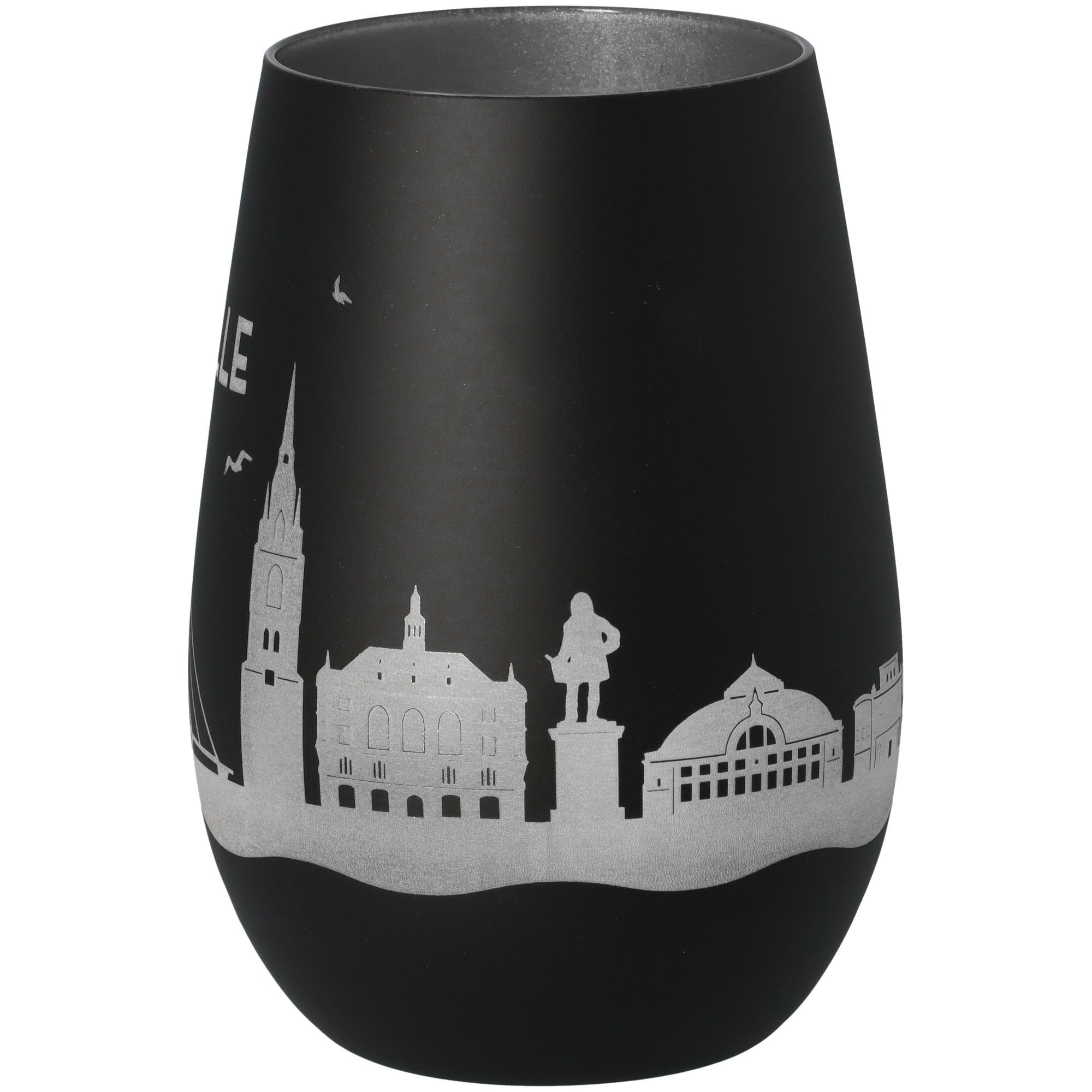 Windlicht Skyline Halle Schwarz/Silber Töpferei, Krug, Lampe, Vase