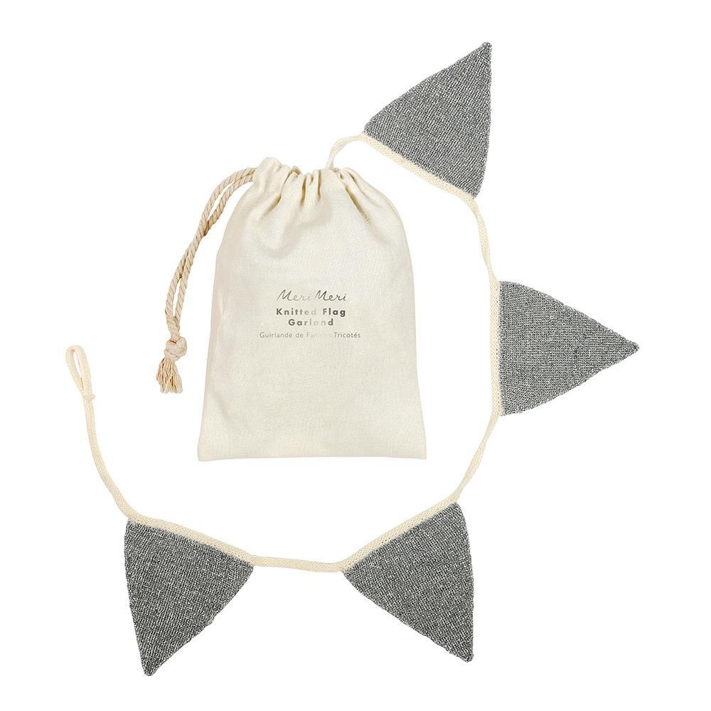 Meri Meri - Wimpelgirlande aus Stoff, Silber/Glitzer