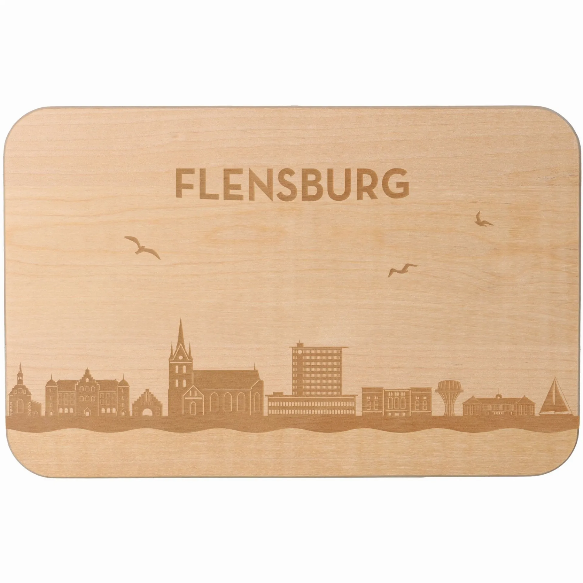 Frühstücksbrett Skyline Flensburg 23cm x 15cm x 1cm
