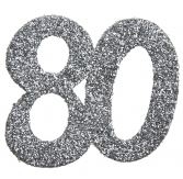 Glitzerkonfetti "80", Silber, 6 Teile