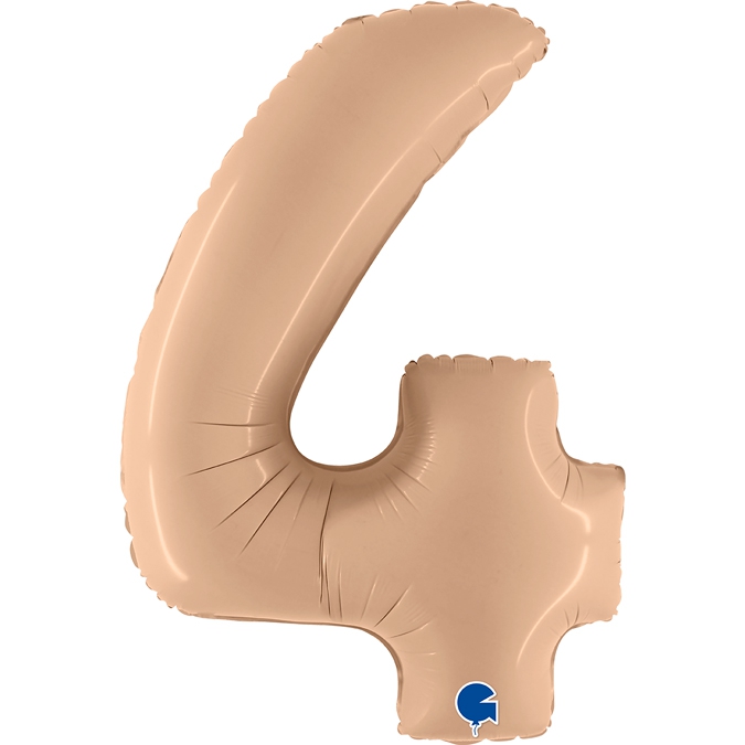 Folienballon Zahl 4 Satin Nude 100cm/40" Folienballon Zahl 4 Satin Nude 100cm/40"