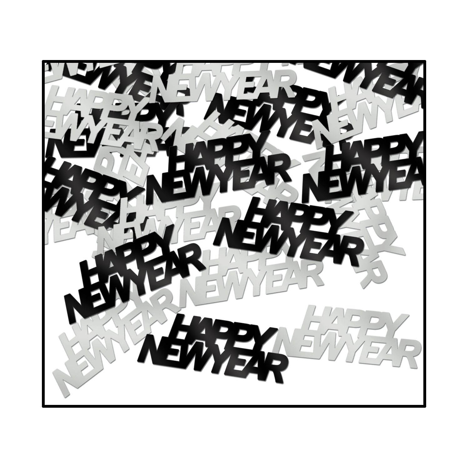 Fanci-Konfetti Happy New Year Schwarz & Silber Fanci-Konfetti Happy New Year Schwarz & Silber