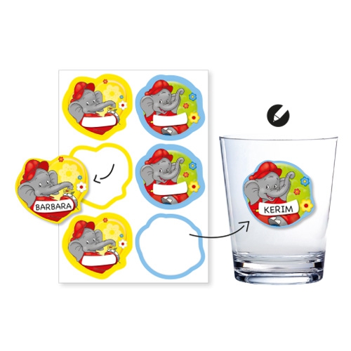 Benjamin Blümchen - Namensaufkleber Glas