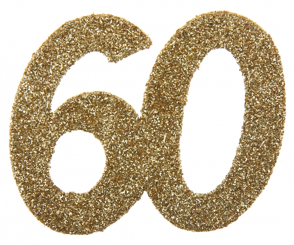 Glitzerkonfetti "60", Gold, 6 Teile