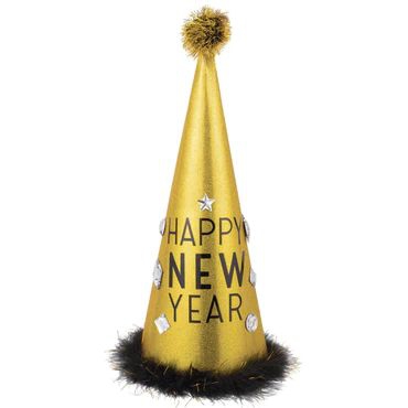 Partyhut XXL "Happy New Year", Glitzer Gold Partyhut XXL "Happy New Year", Glitzer Gold