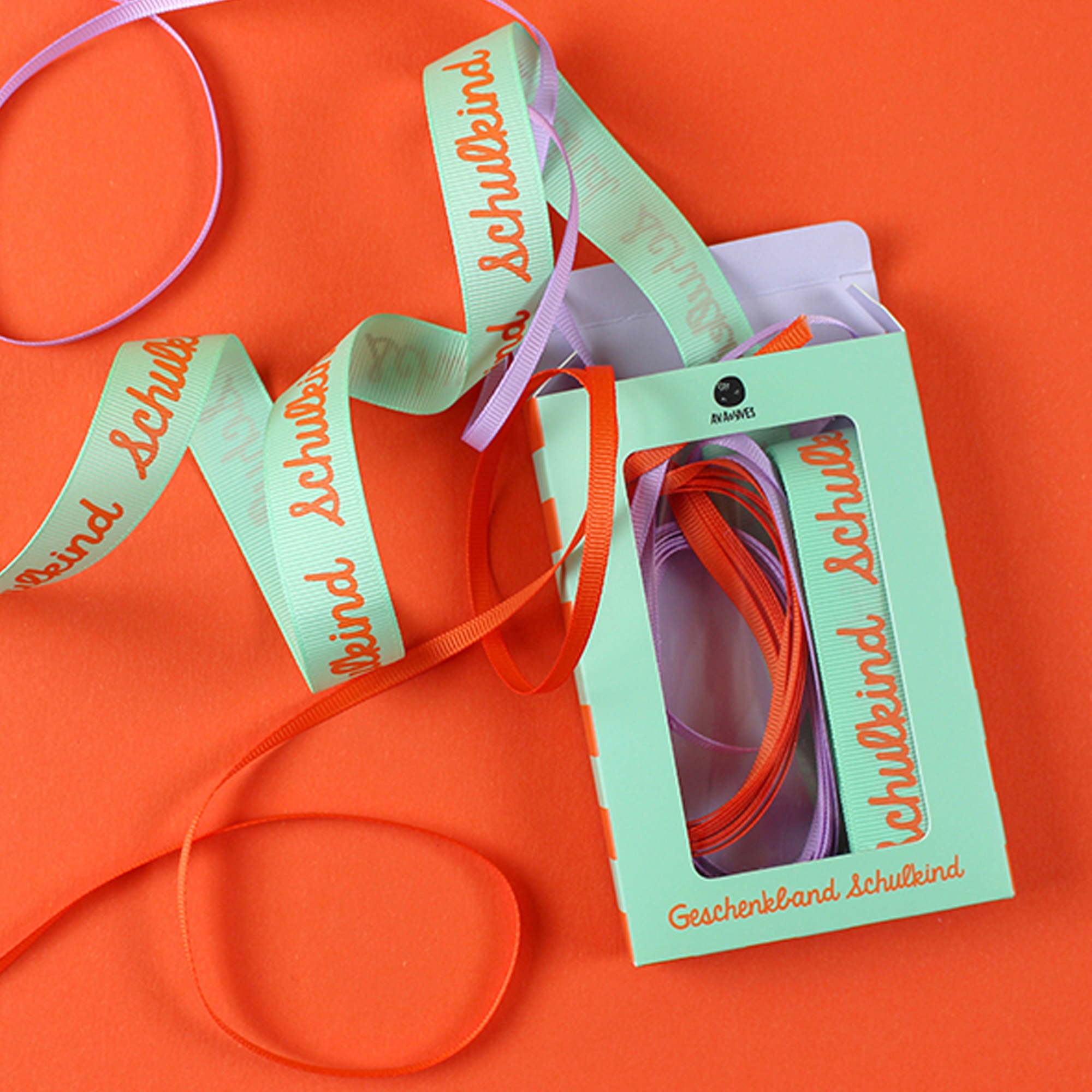 Geschenkband 3er Set "Schulkind“ Mint, Orange
