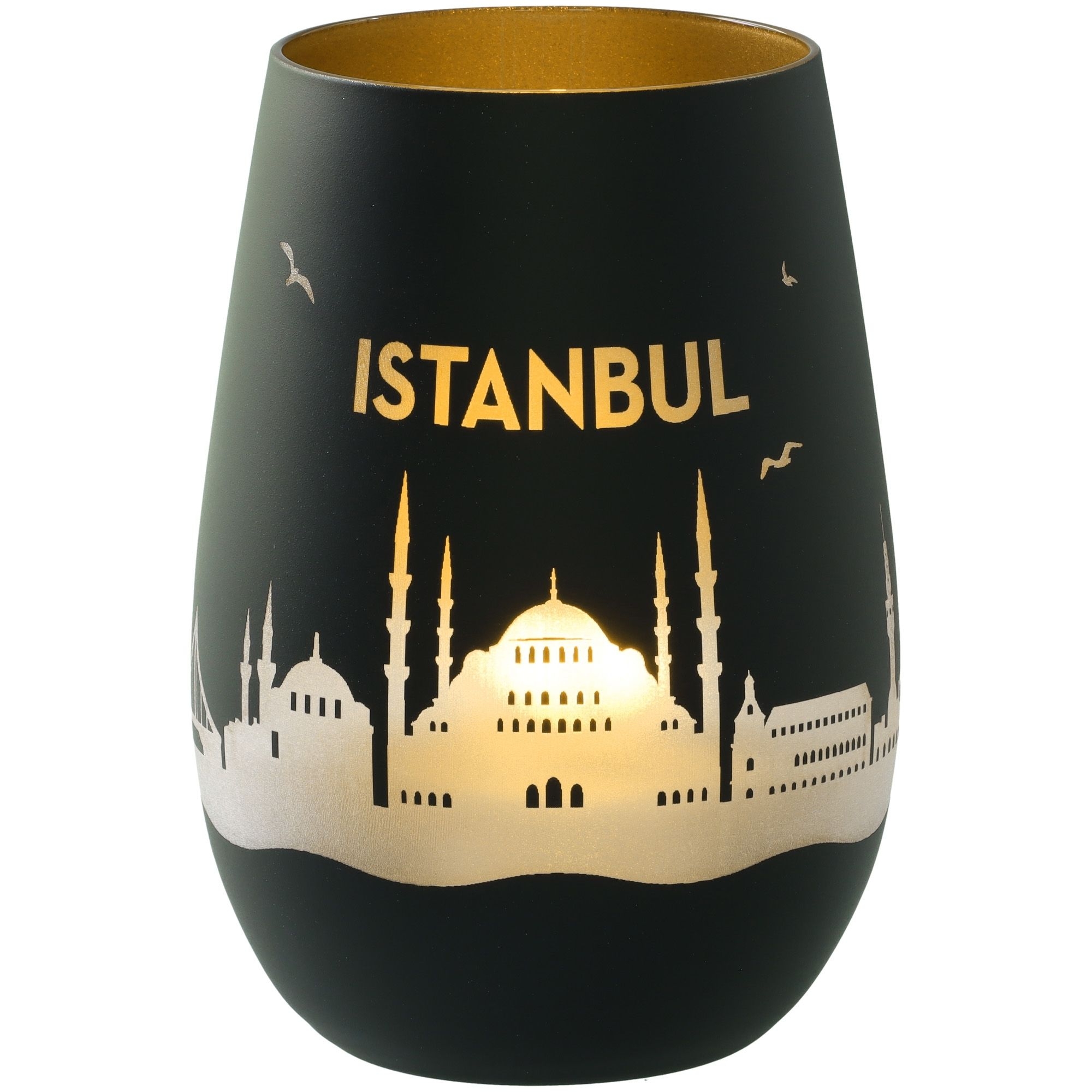 Windlicht Skyline Istanbul Schwarz/Gold Krug, Töpferei, Tasse, Lampe