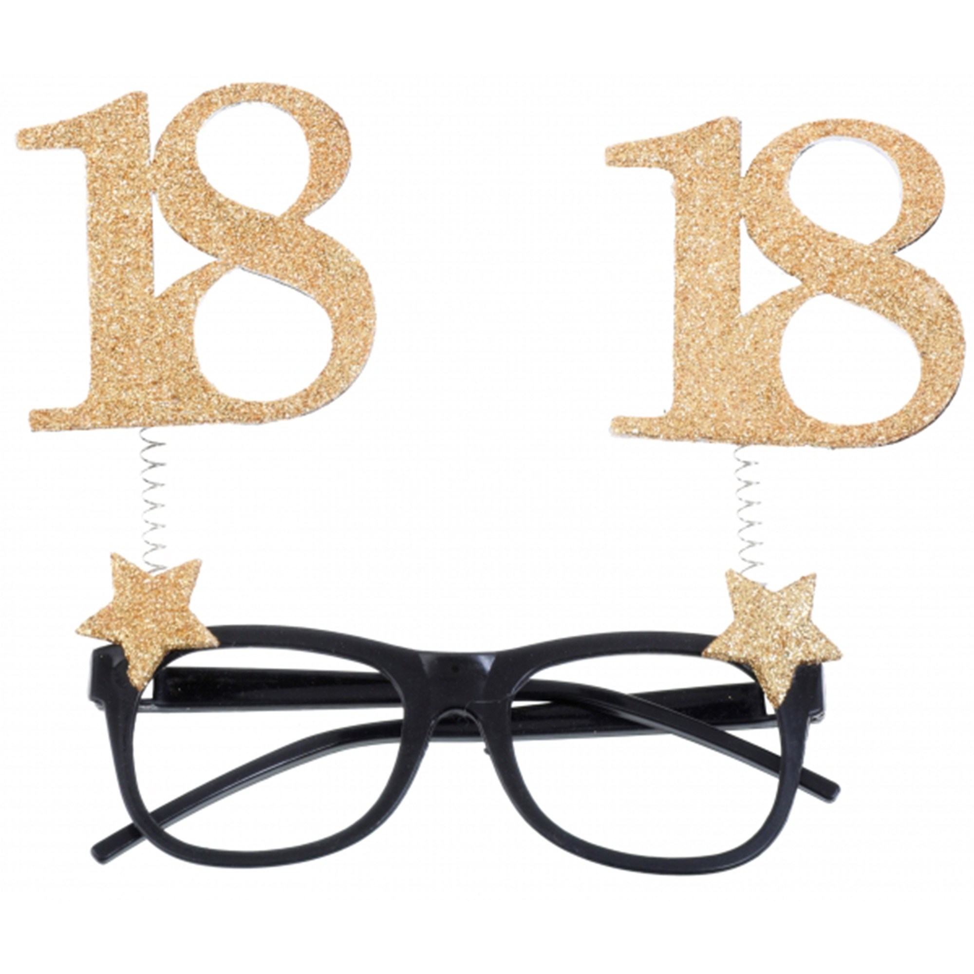 Glitzerbrille zum 18. Geburtstag, Gold/Schwarz Zubehör, Brillen, Text