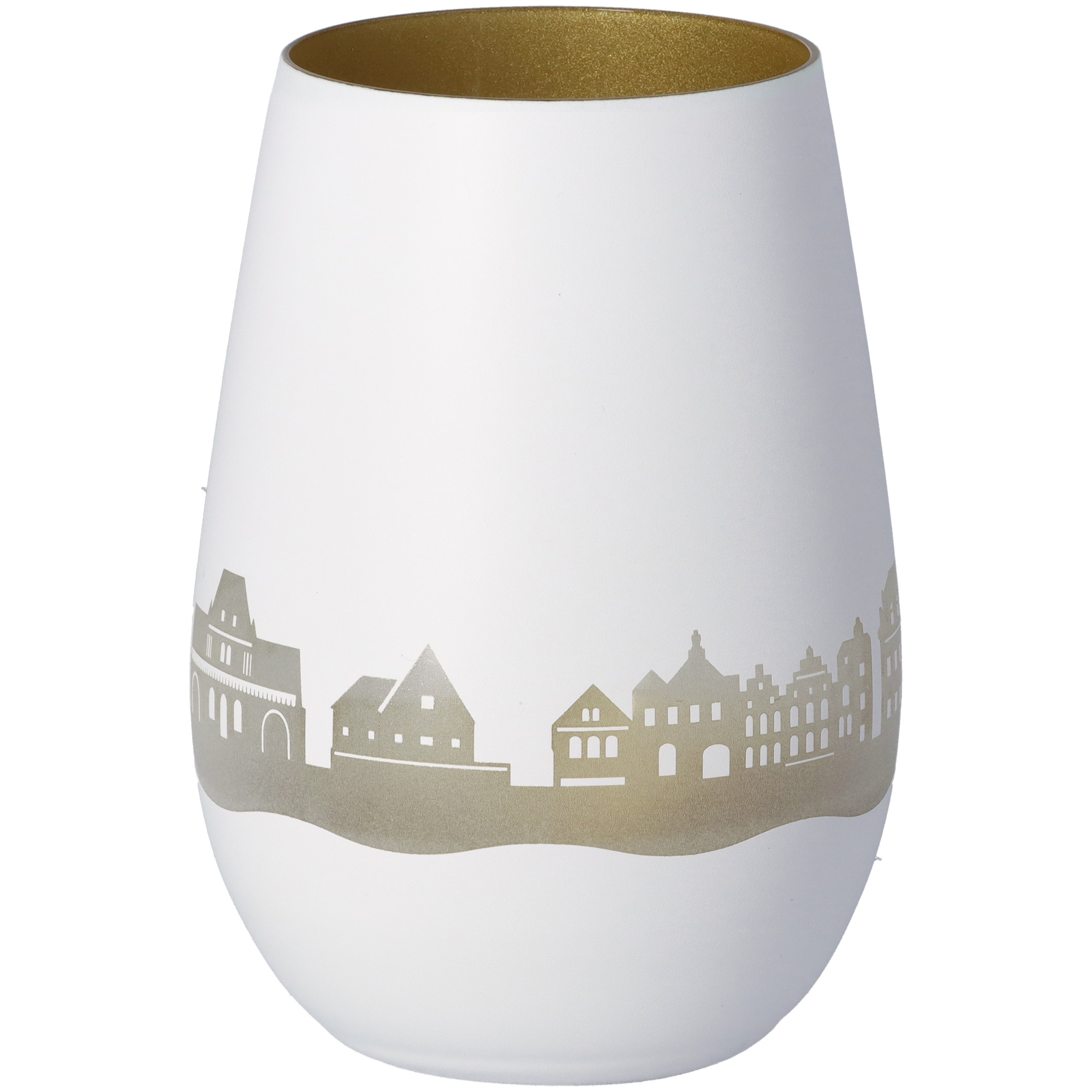 Windlicht Skyline Buxtehude Weiß/Gold Windlicht Skyline Buxtehude Weiß/Gold
