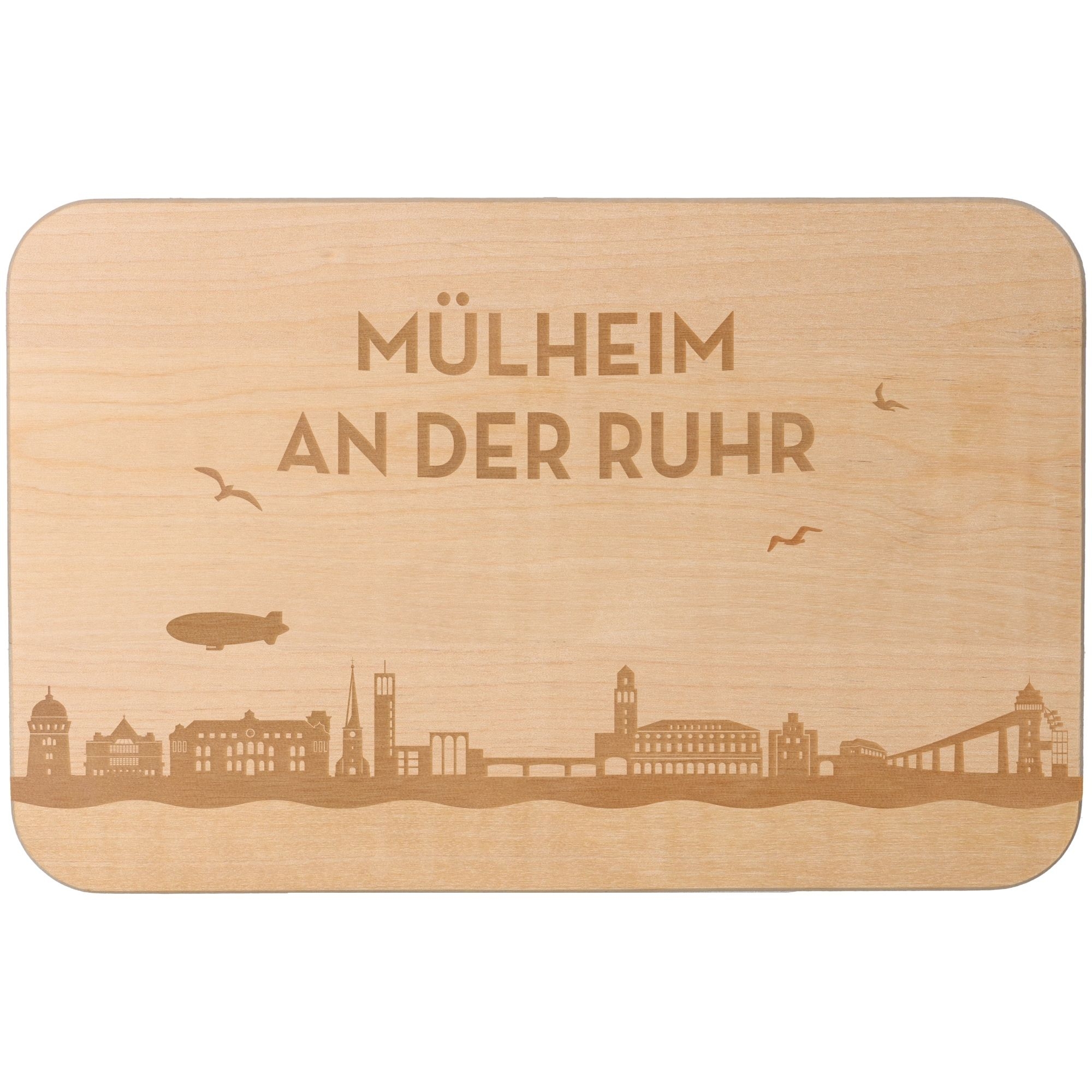9e484885f2a044414e01bd66ce0d2a76431401ae Frühstücksbrett Skyline Mülheim an der Ruhr 23cm x 15cm x 1cm