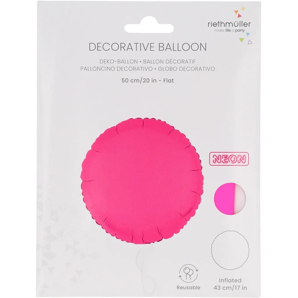 Folienballon Rund Neon Pink 45cm