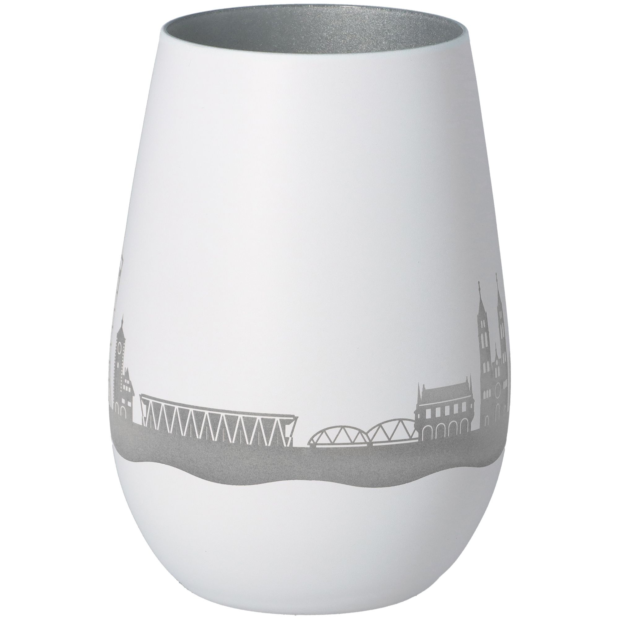Windlicht Skyline Freiburg Weiß/Silber Windlicht Skyline Freiburg Weiß/Silber