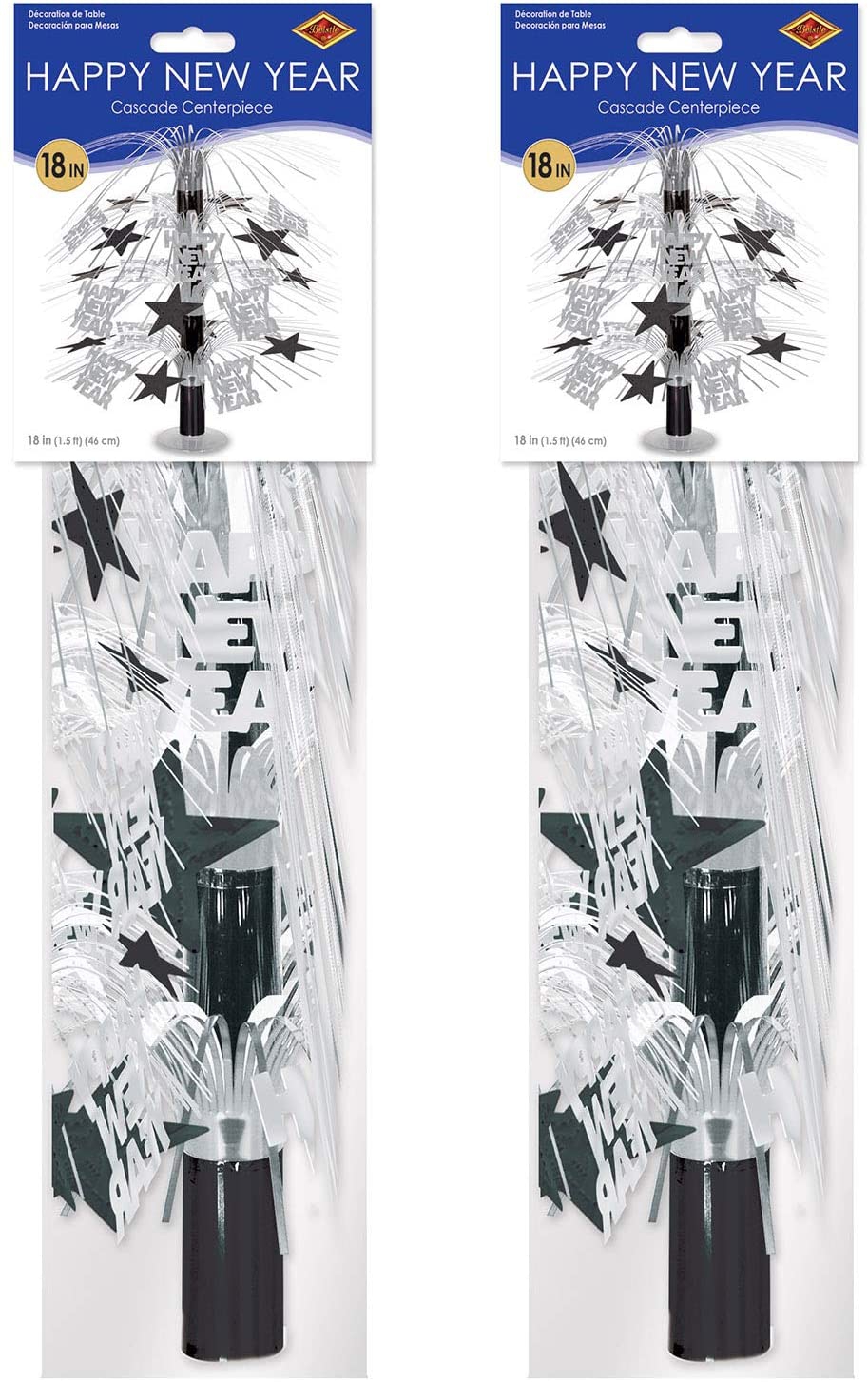 Tischdekoration "Happy New Year", Silber/Schwarz Tischdekoration "Happy New Year", Silber/Schwarz