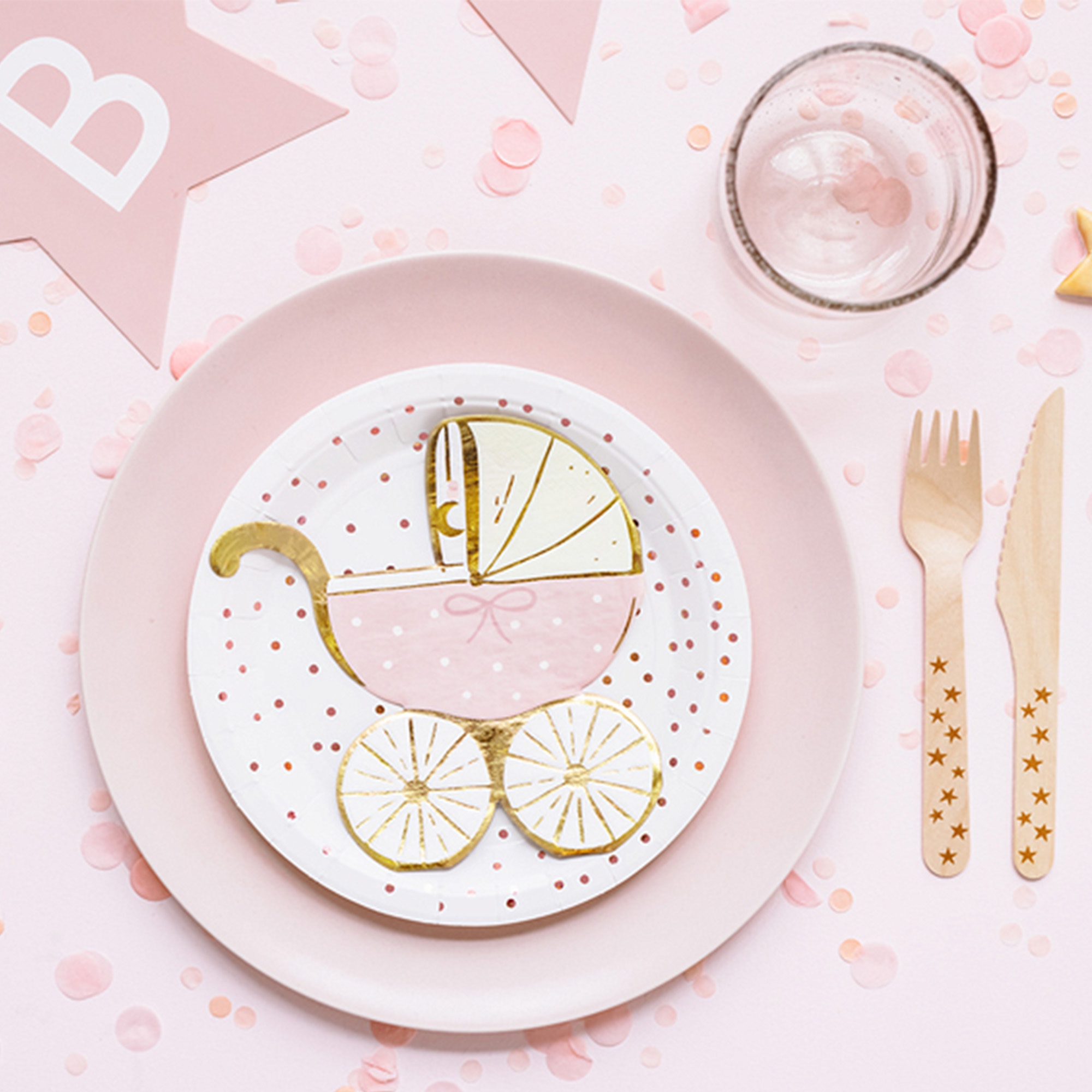 20 Servietten Kinderwagen in Hellrosa 20 Servietten Kinderwagen in Hellrosa