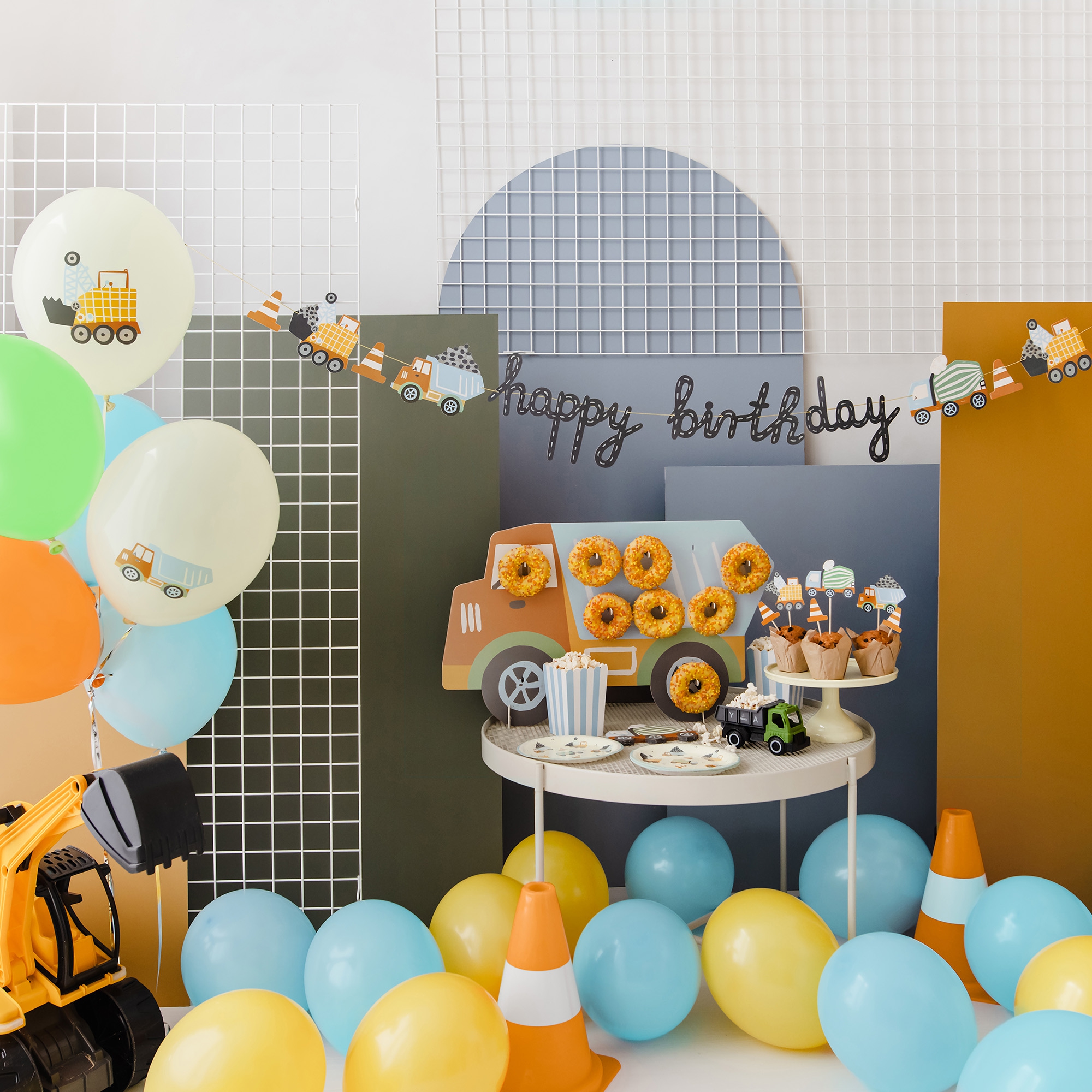 Girlande "Happy Birthday" Baustelle 2m