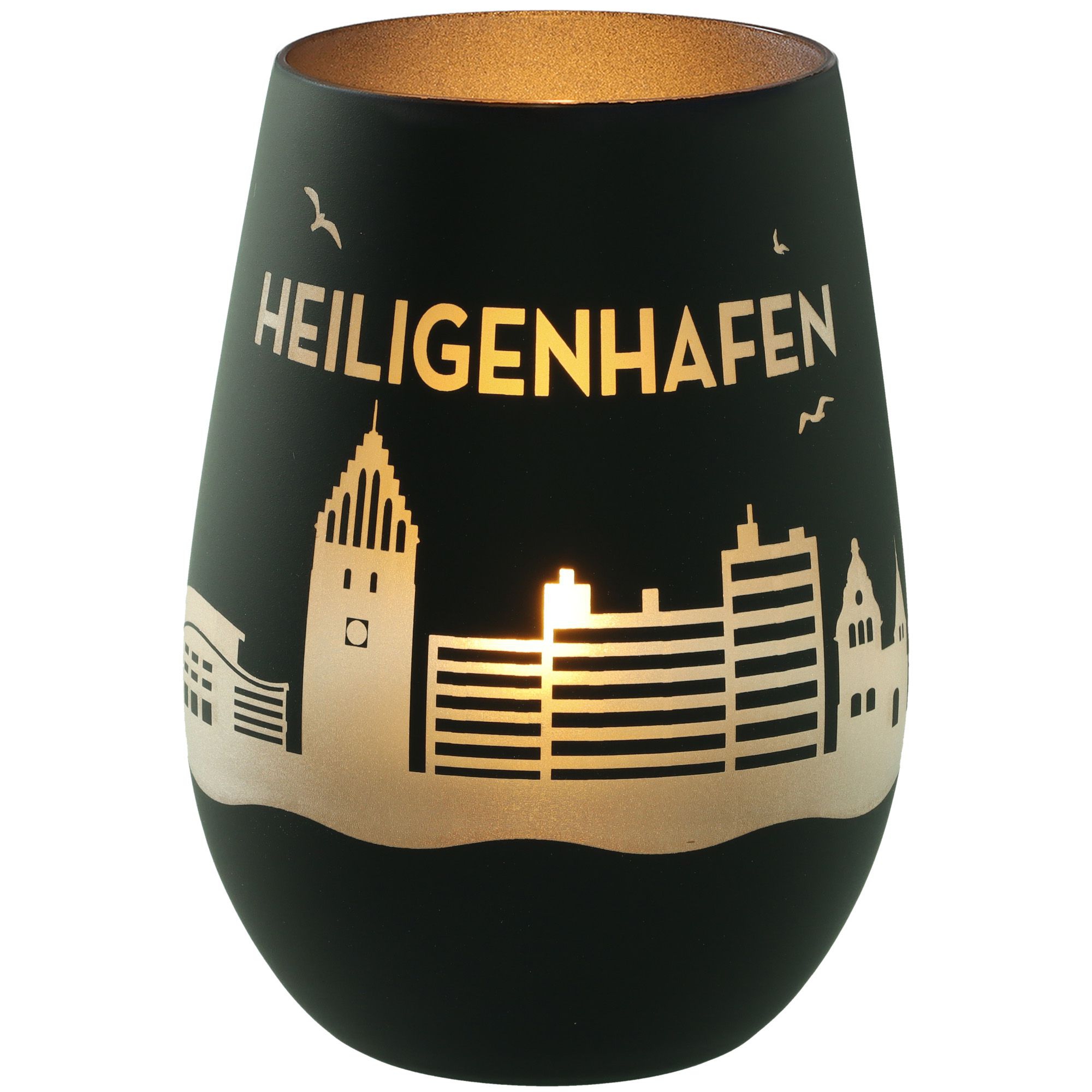 Windlicht Skyline Heiligenhafen Schwarz/Silber Windlicht Skyline Heiligenhafen Schwarz/Silber