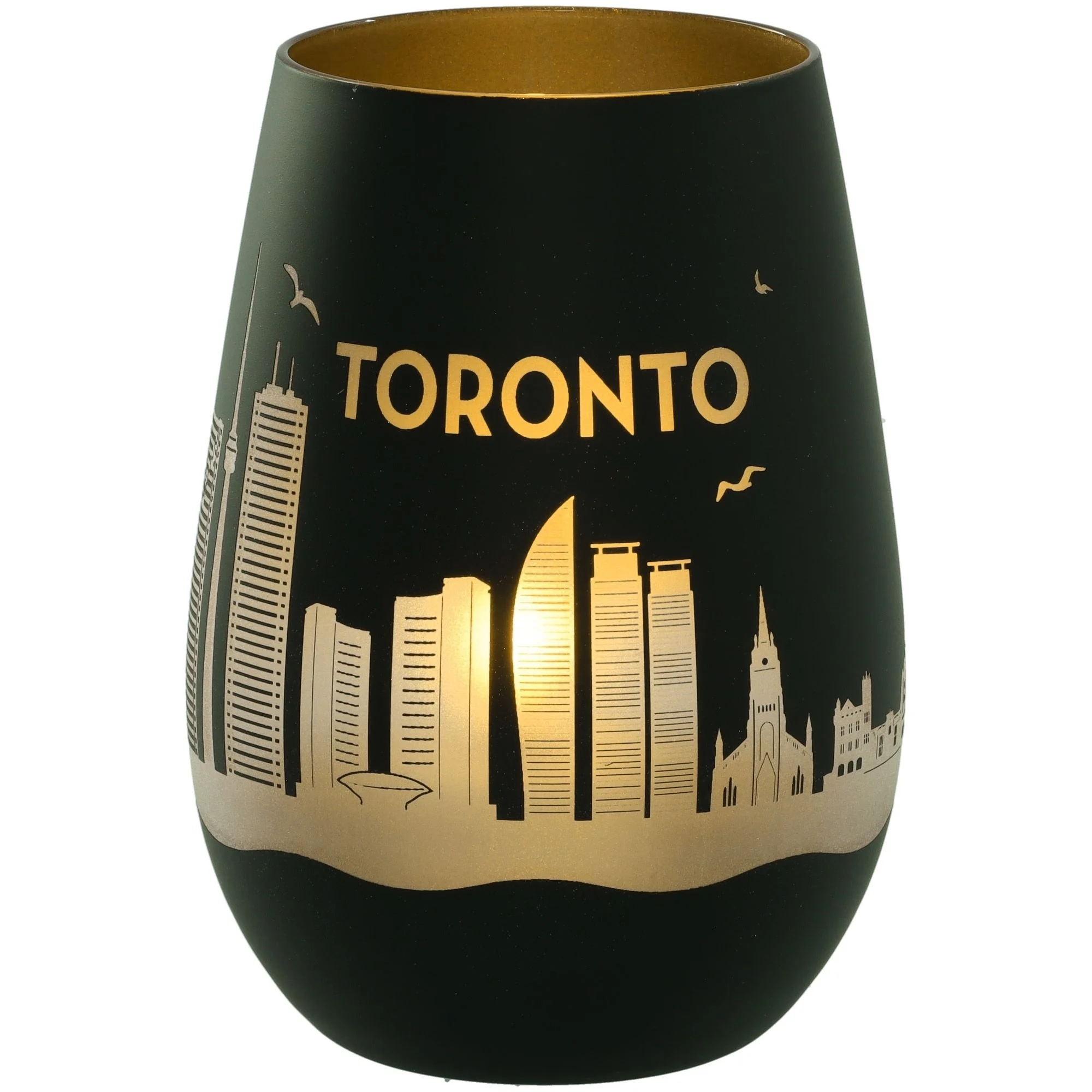 toronto, city silhouette, gold foil, becher, keramik