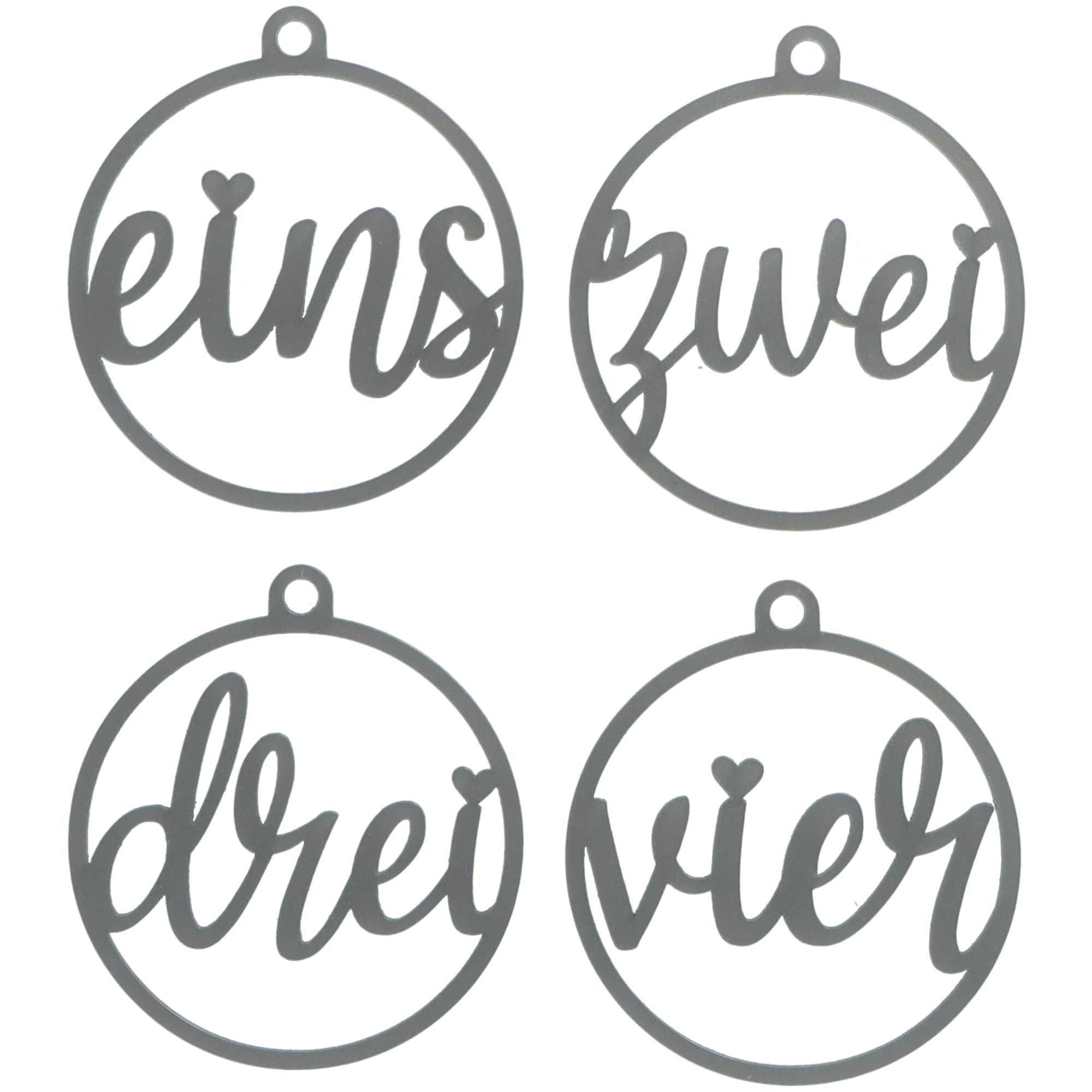 Adventskranz Anhänger Zahlen Rund 1-4 Acryl Silber 5,5cm Adventskranz Anhänger Zahlen Rund 1-4 Acryl Silber 5,5cm