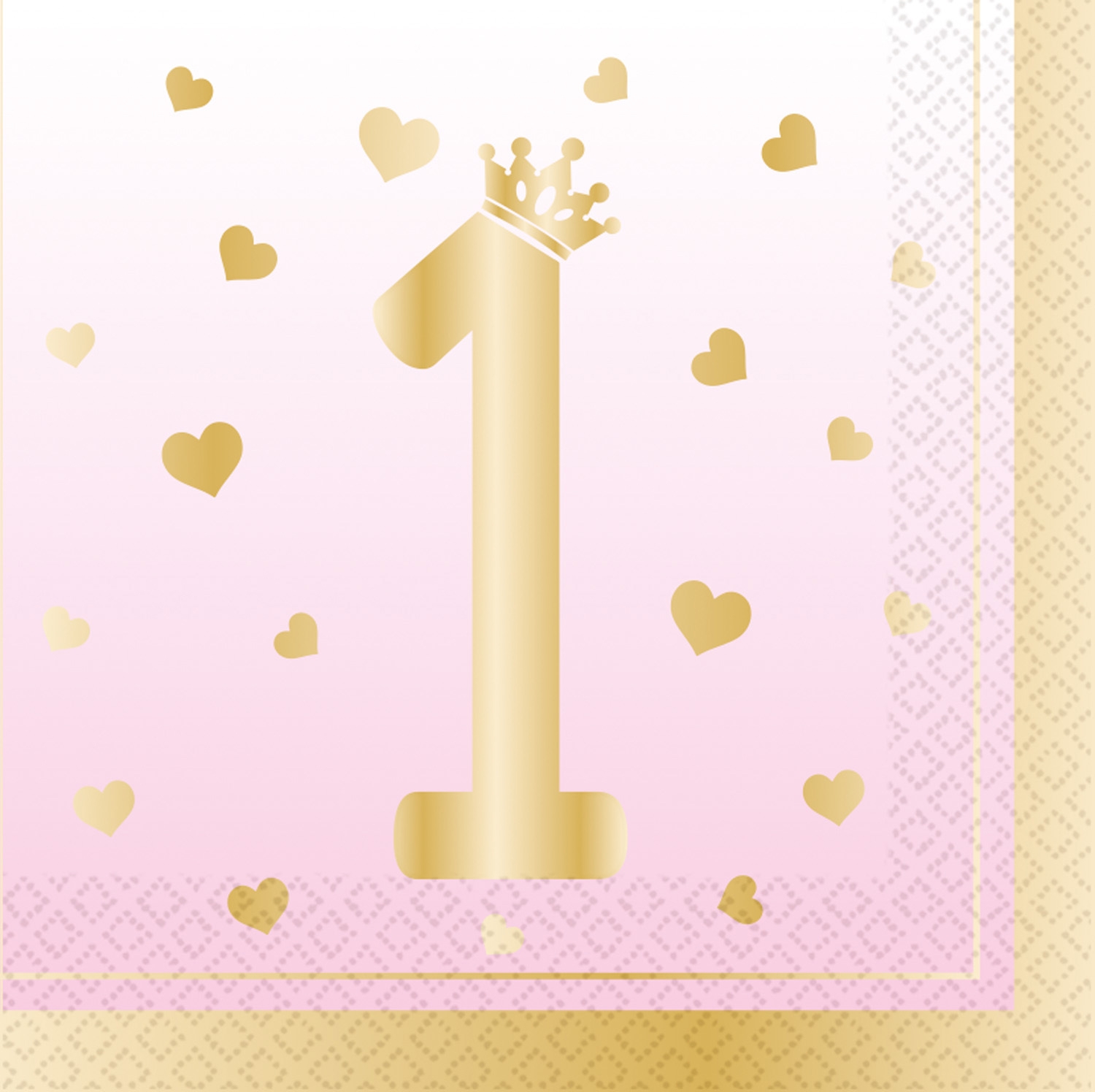 1. Geburtstag - 16 Servietten, Rosa/Gold 1. Geburtstag - 16 Servietten, Rosa/Gold