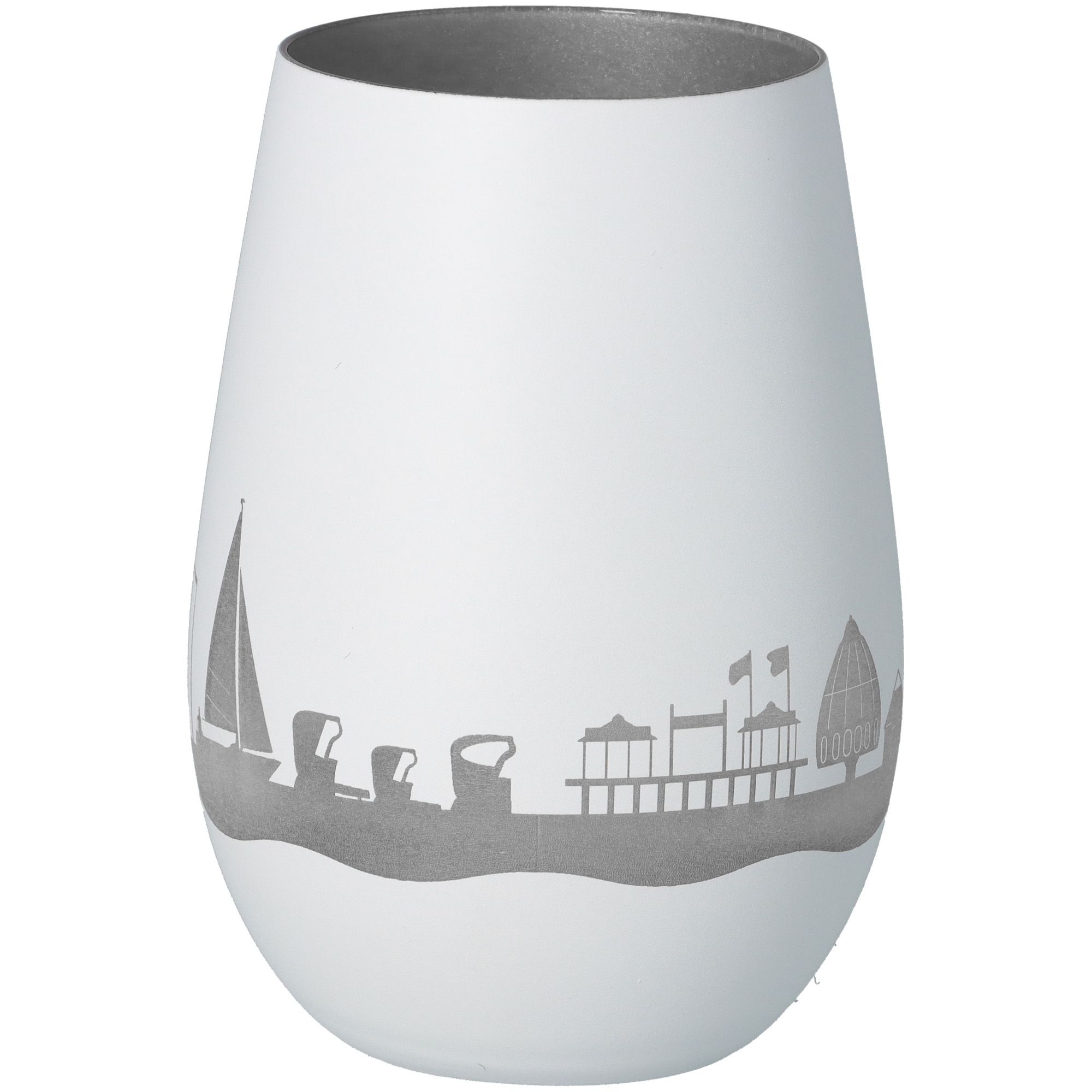 Windlicht Skyline Grömitz Weiß/Silber