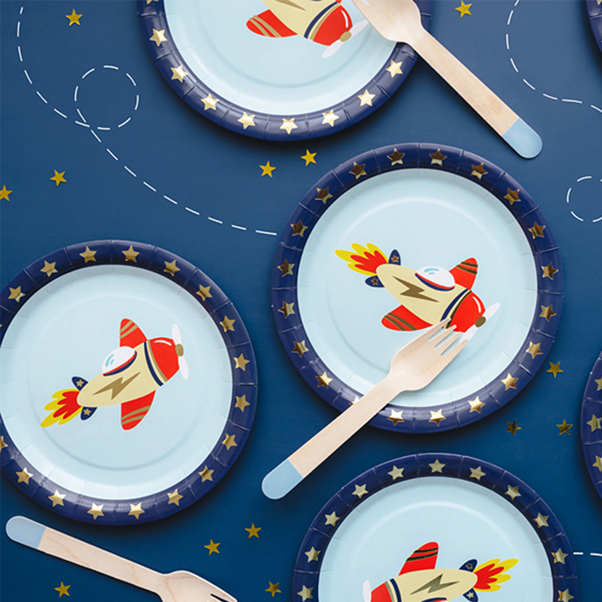 6 Pappteller "Flugzeug" 18 cm 6 Pappteller "Flugzeug" 18 cm