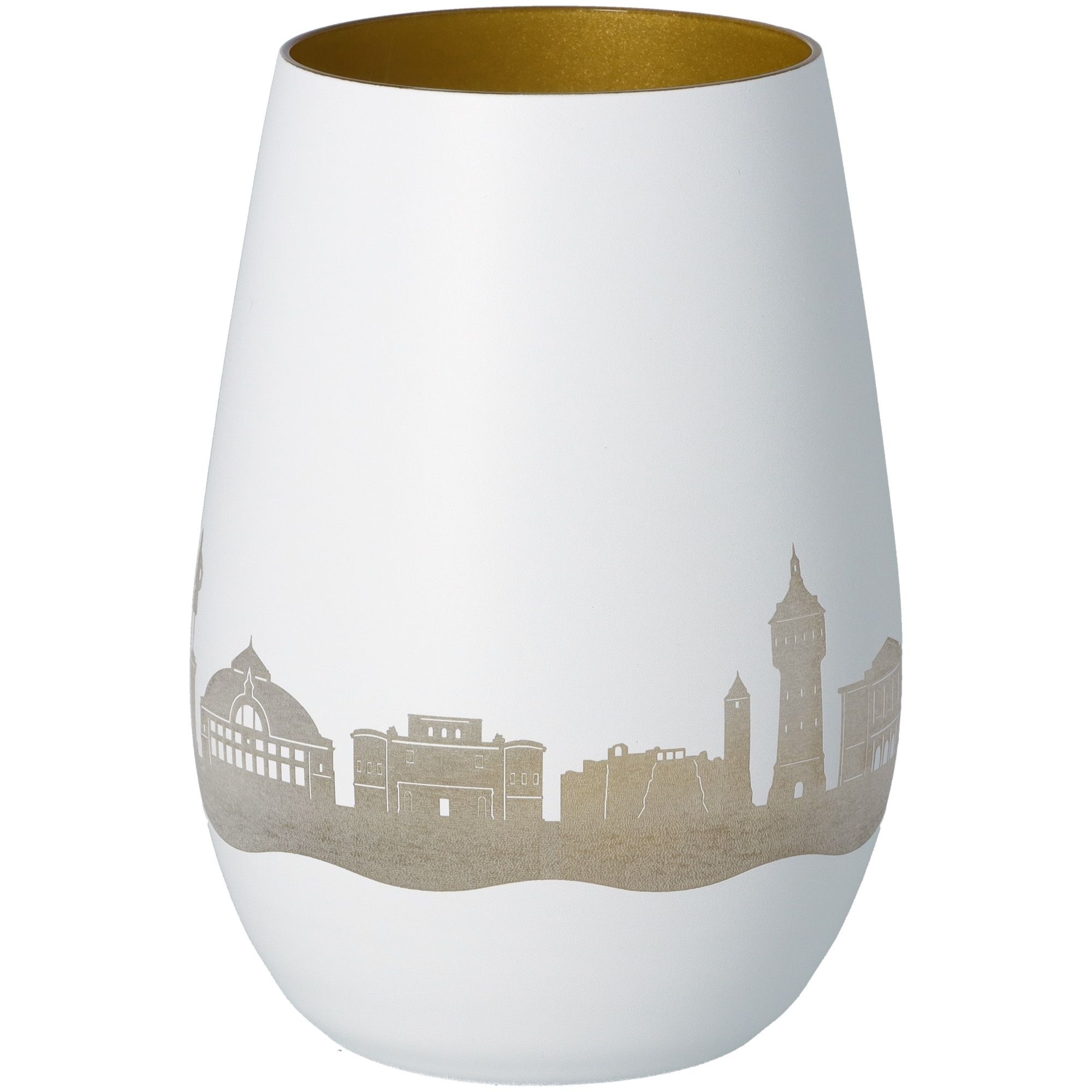 Windlicht Skyline Halle Weiß/Gold Töpferei, Krug, Vase, Lampe, Porzellan
