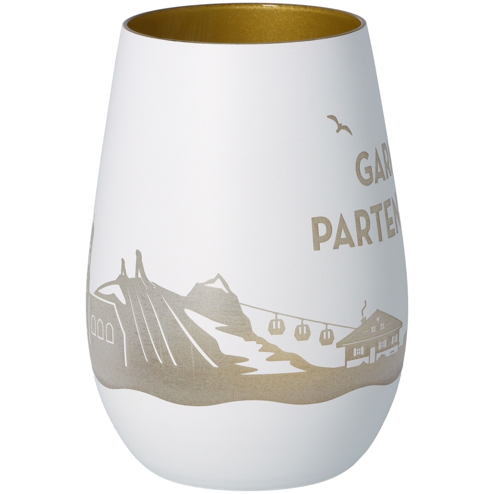 Windlicht Skyline Garmisch-Partenkirchen Weiß/Gold