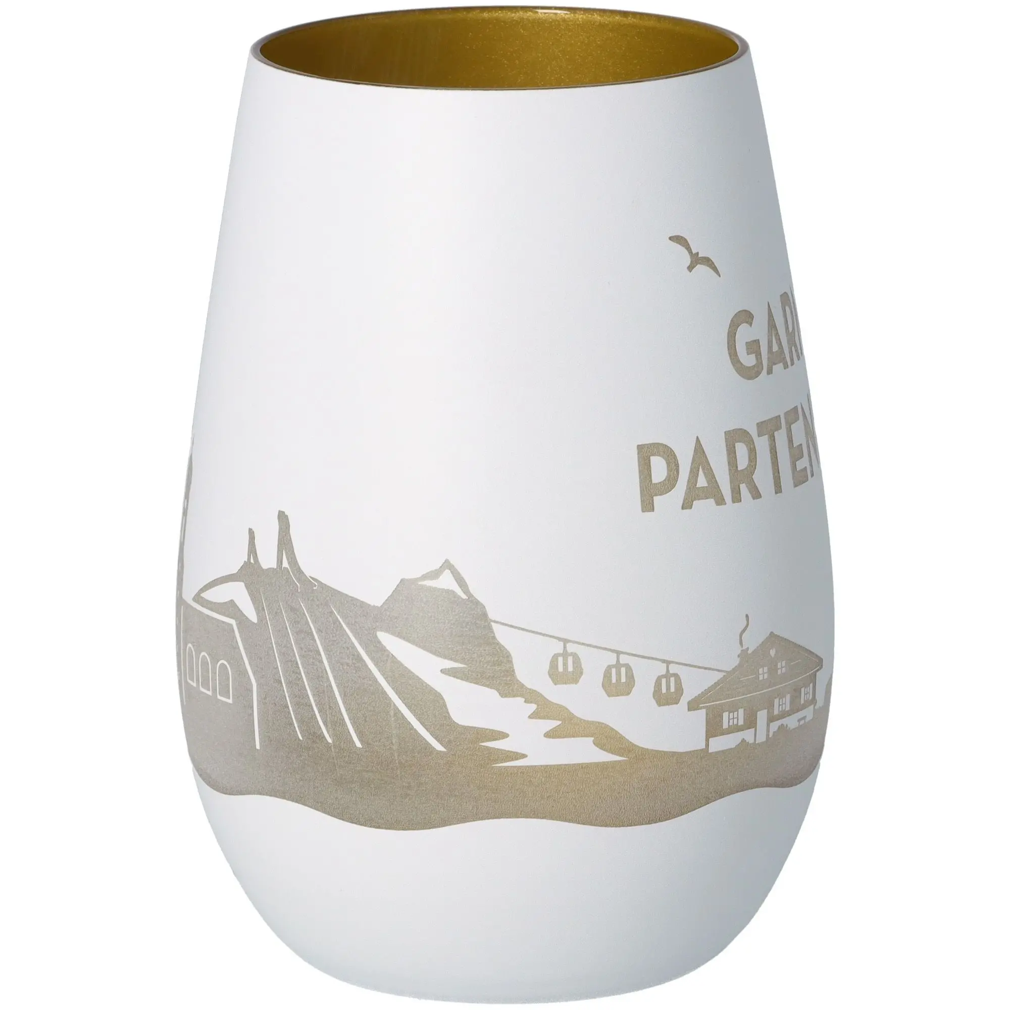 Windlicht Skyline Garmisch-Partenkirchen Weiß/Gold