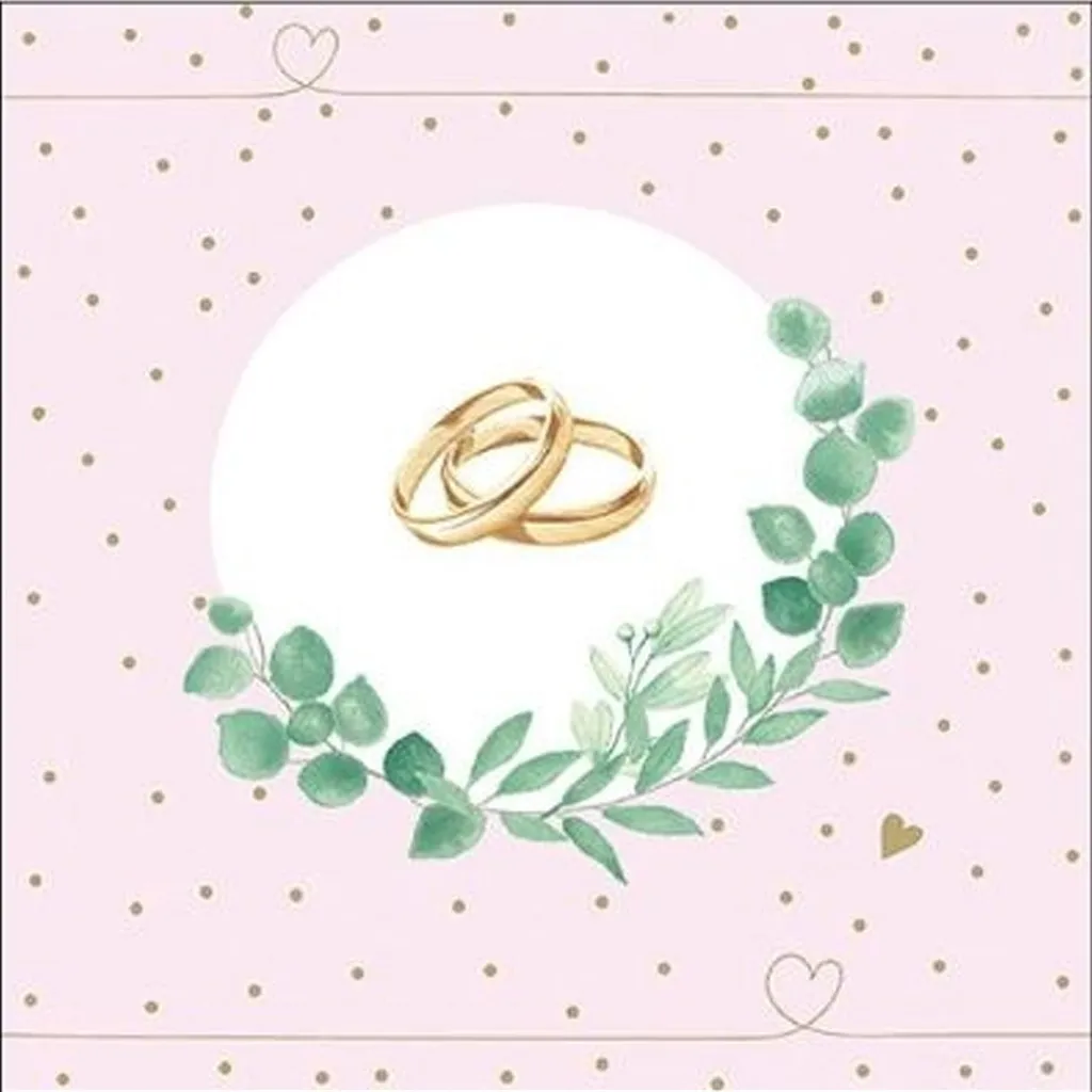 20 Servietten Hochzeit "Ringe" Rosa