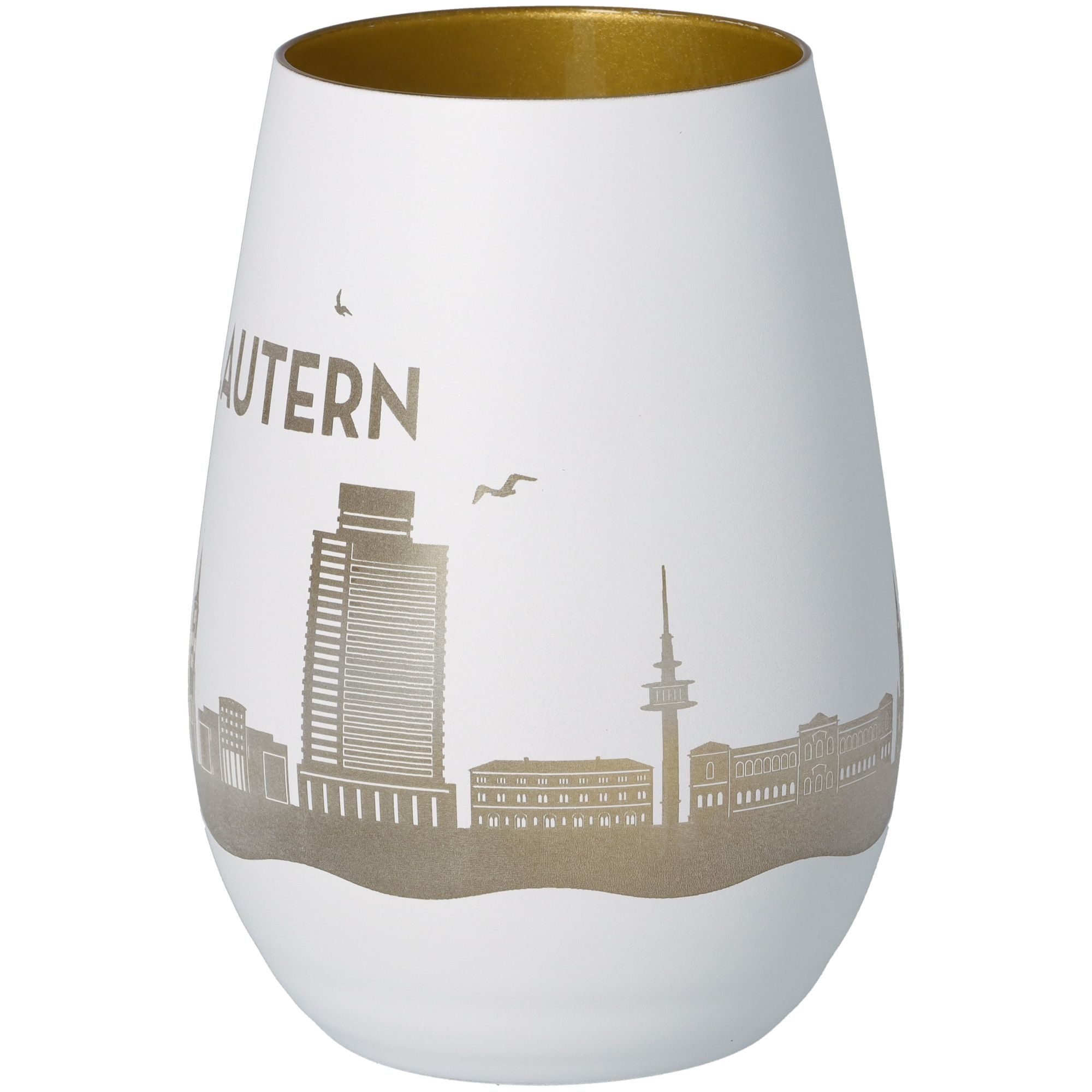 Windlicht Skyline Kaiserslautern Weiß/Gold Windlicht Skyline Kaiserslautern Weiß/Gold