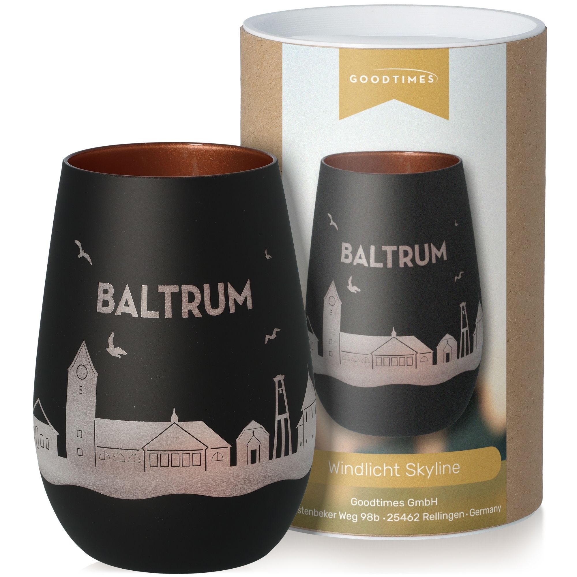 Windlicht Skyline Baltrum Schwarz/Bronze Krug, Töpferei