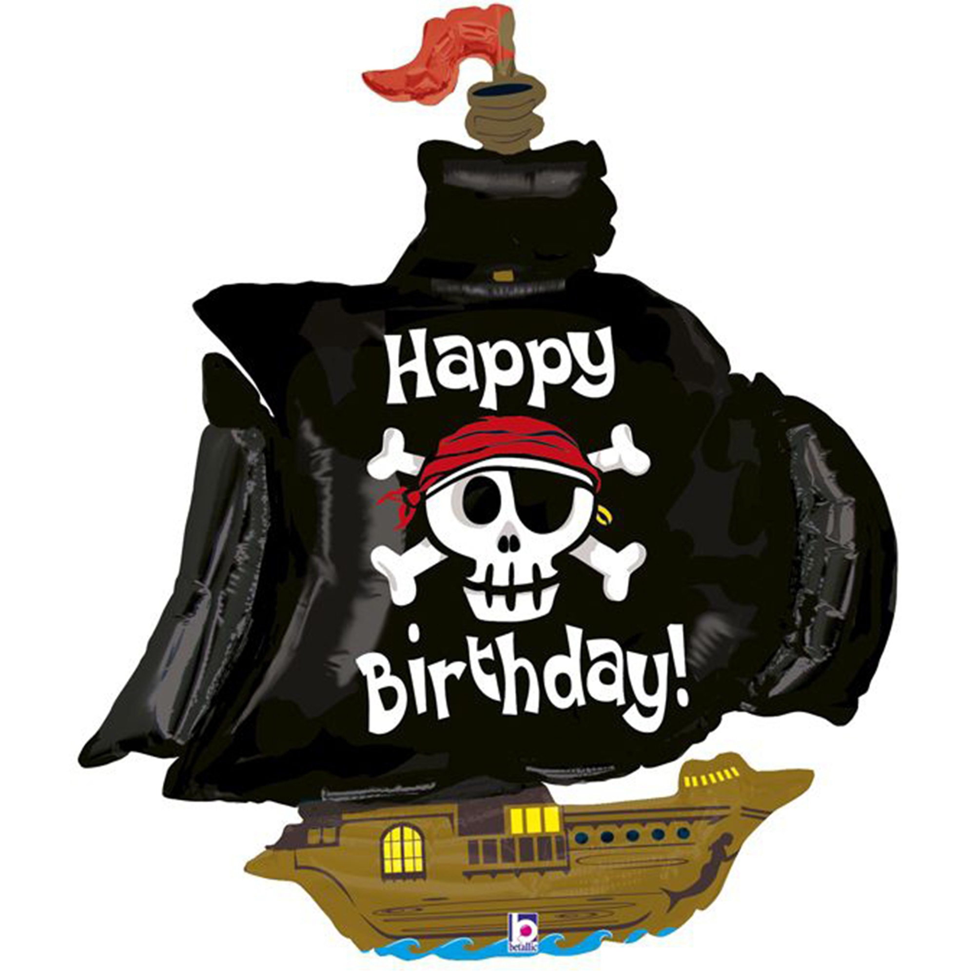 Folienballon Piratenschiff "Happy Birthday" 117cm