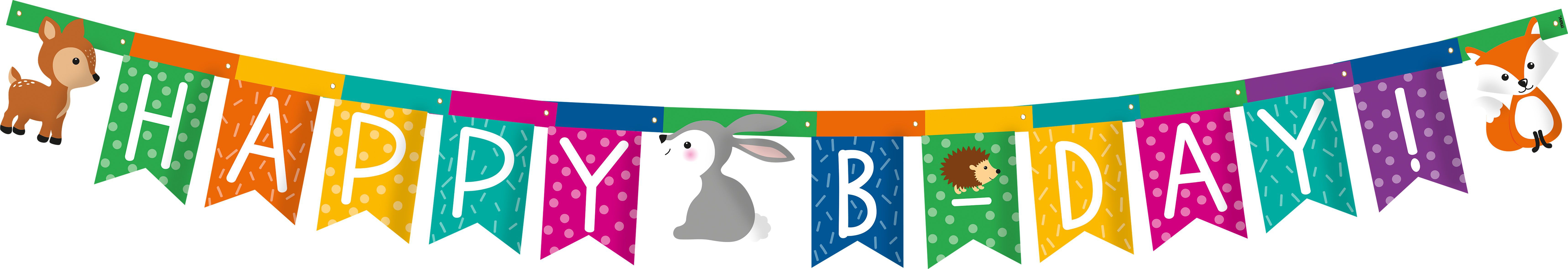 Girlande "Happy Birthday" Waldtiere, 2m Girlande "Happy Birthday" Waldtiere, 2m
