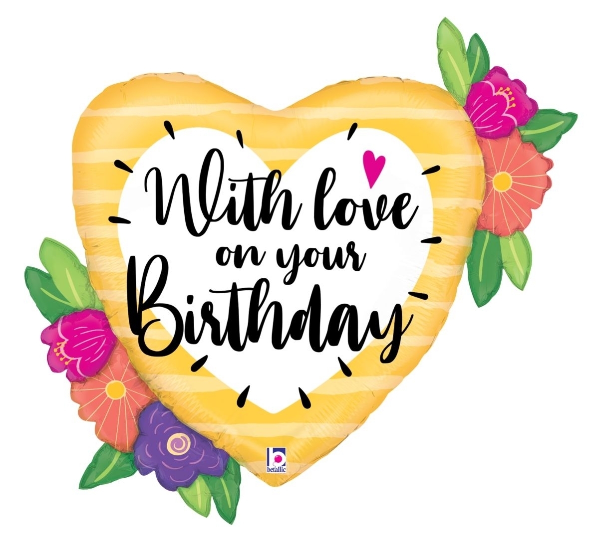 Folienballon "With Love" Birthday Herz 89cm Folienballon "With Love" Birthday Herz 89cm