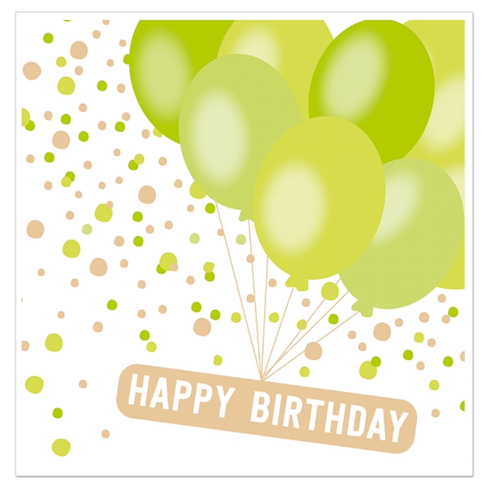 20 Servietten mit Ballons Grün & Gold 20 Servietten mit Ballons Grün & Gold