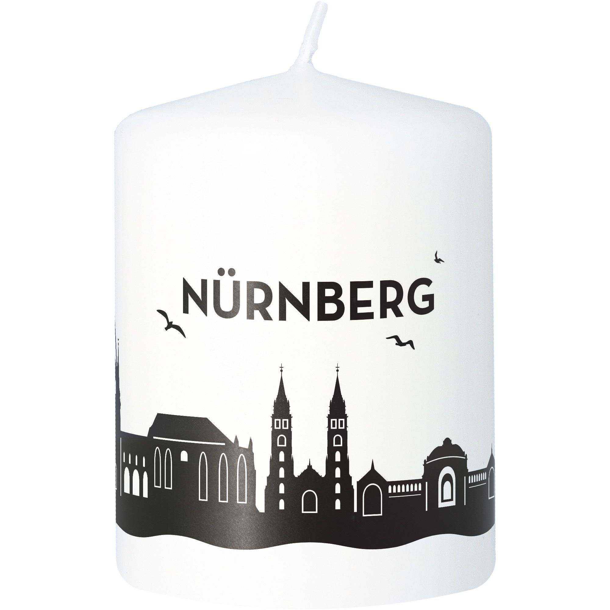 Stumpenkerze Skyline Nürnberg Weiß Stumpenkerze Skyline Nürnberg Weiß