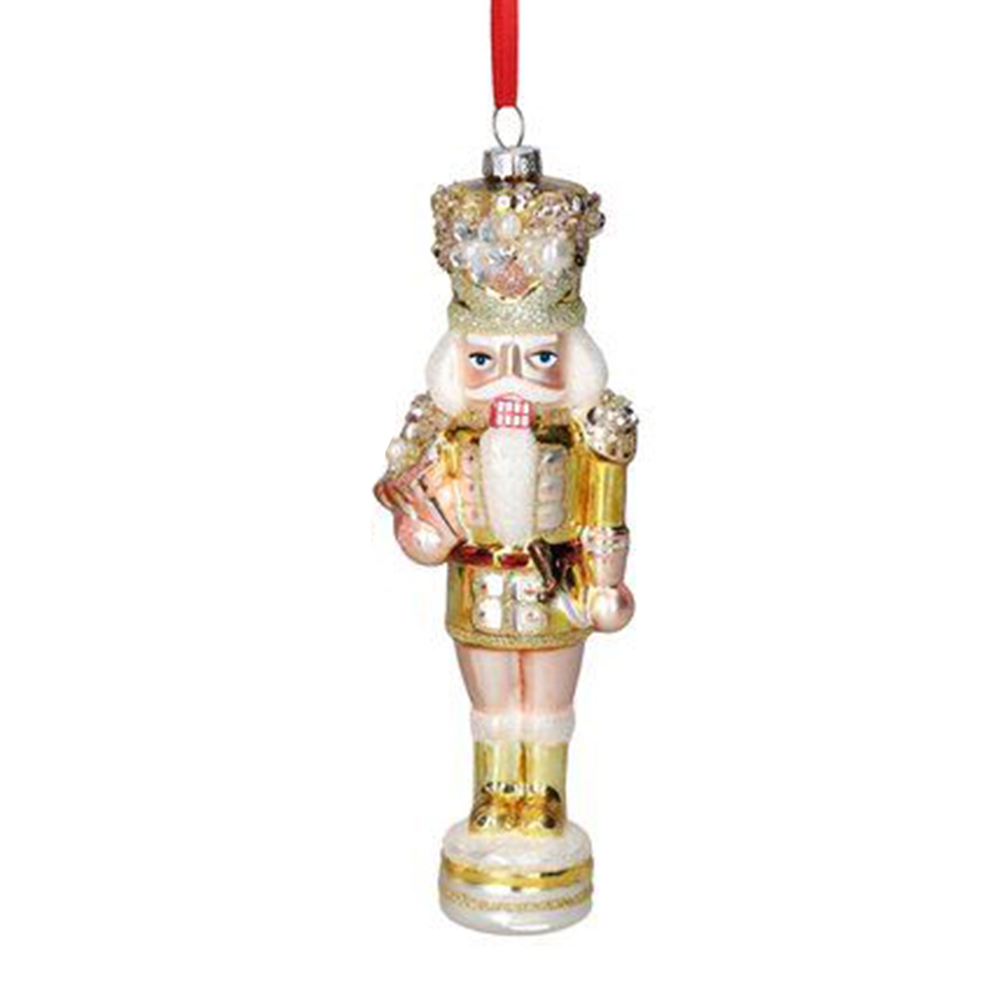 Weihnachtskugel "Nussknacker mit Geschenkbox, Gold" Nussknacker, Person