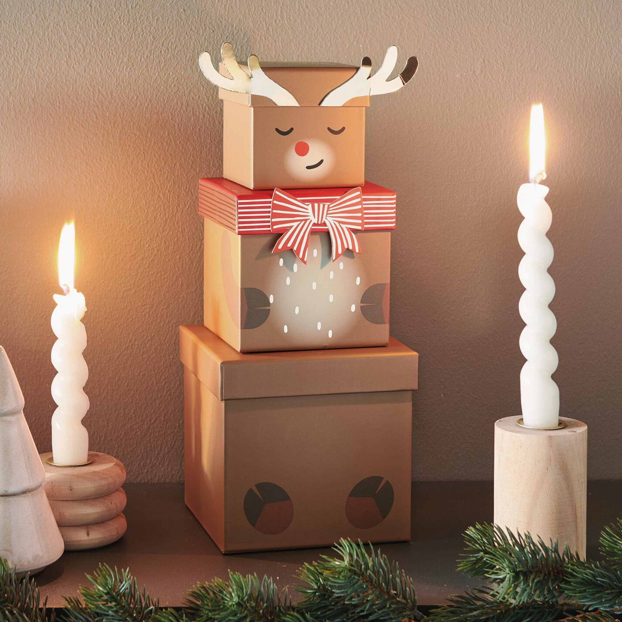 Geschenkboxen Set Rentier 4-Teilig