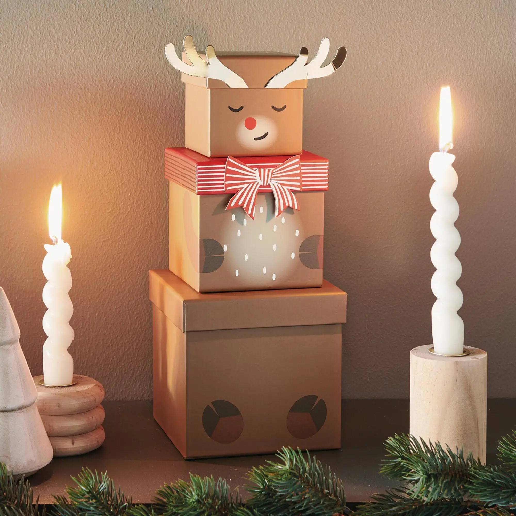 Geschenkboxen Set Rentier 4-Teilig