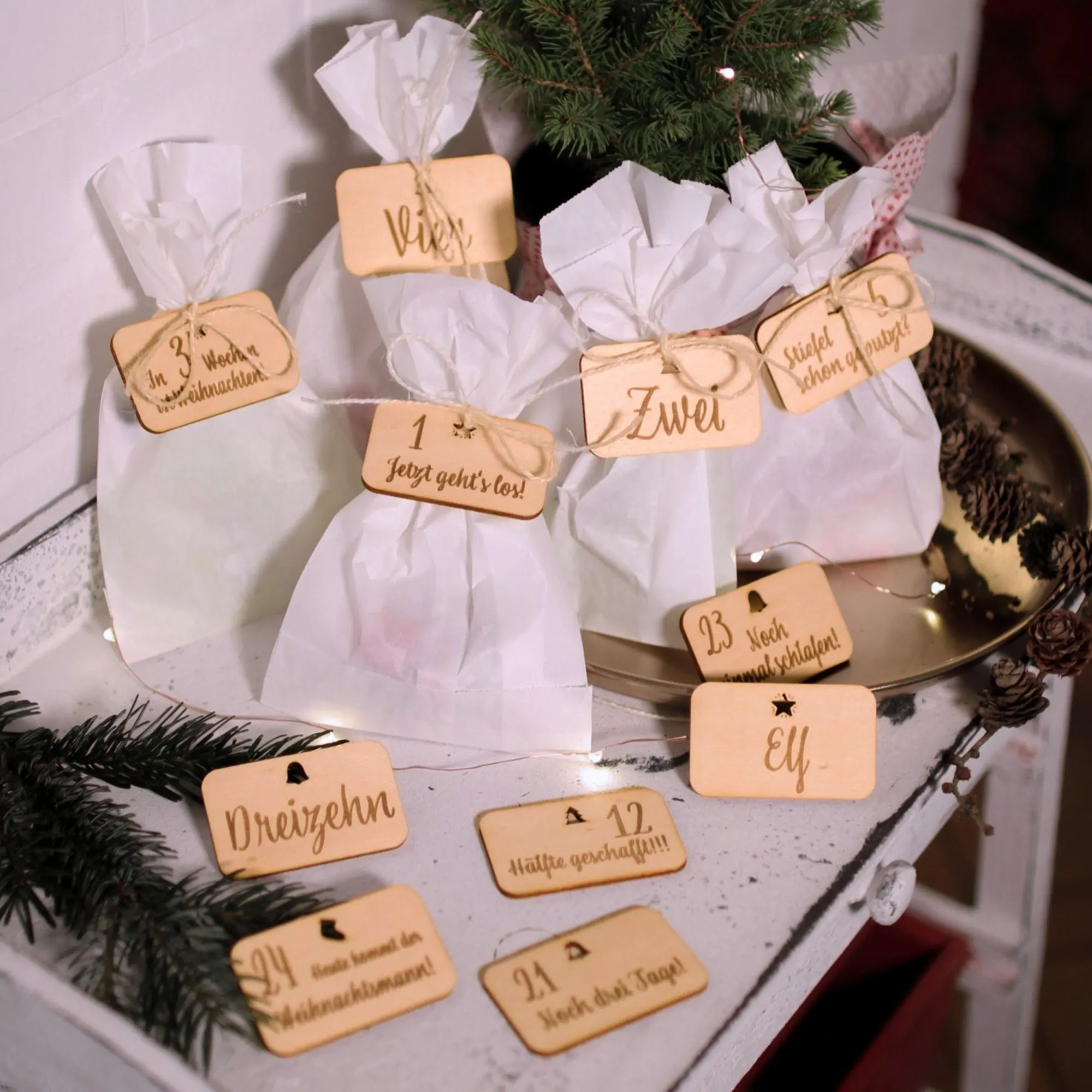Adventskalender Anhänger 1-24 Holz