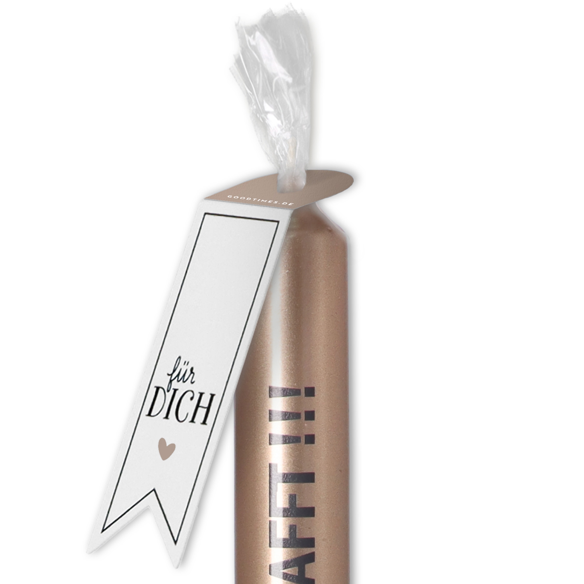 Kerze Roségold, mit Schwarz "YIPPIE, GESCHAFFT!!!" Kerze Roségold, mit Schwarz "YIPPIE, GESCHAFFT!!!"